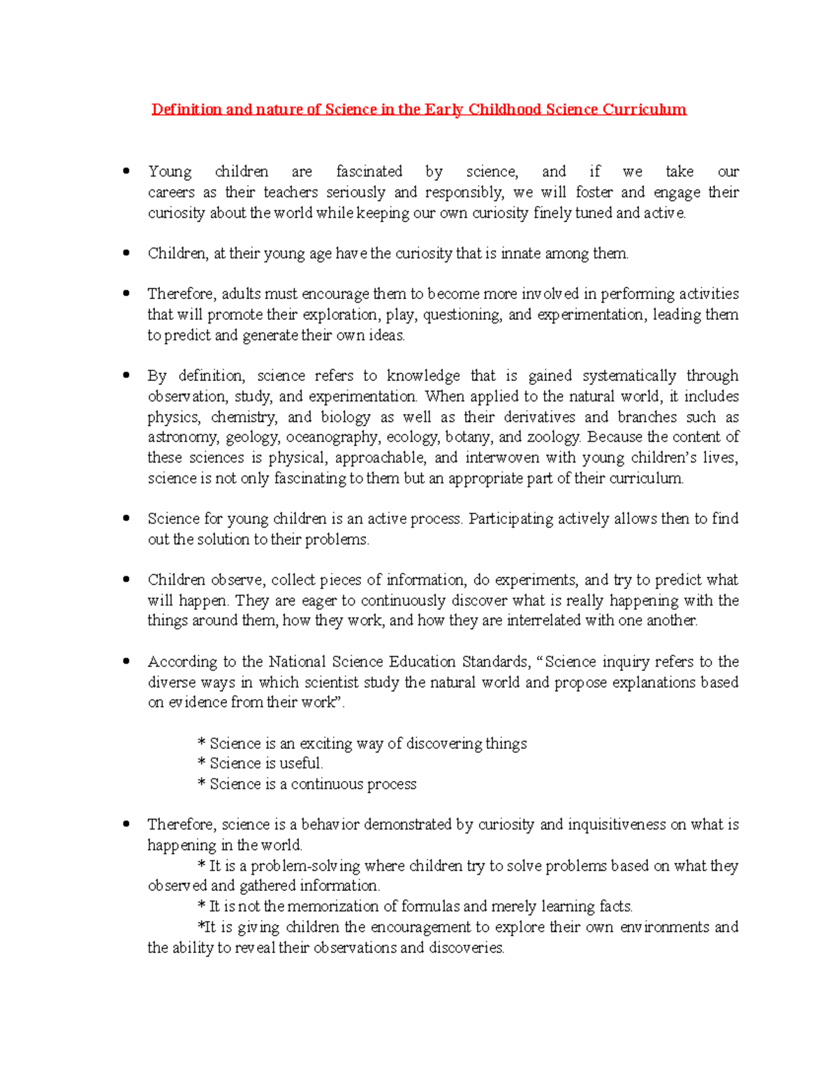 Lecture notes on the Definition and nature of Science in ECE ...