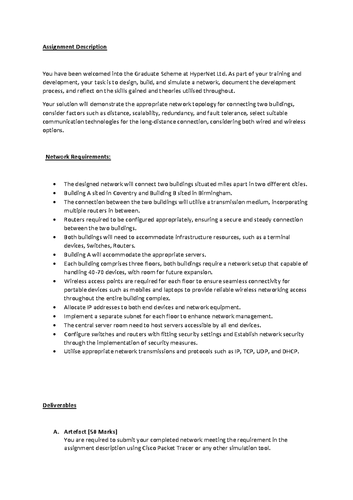 Assignment Description - As part of your training and development, your ...