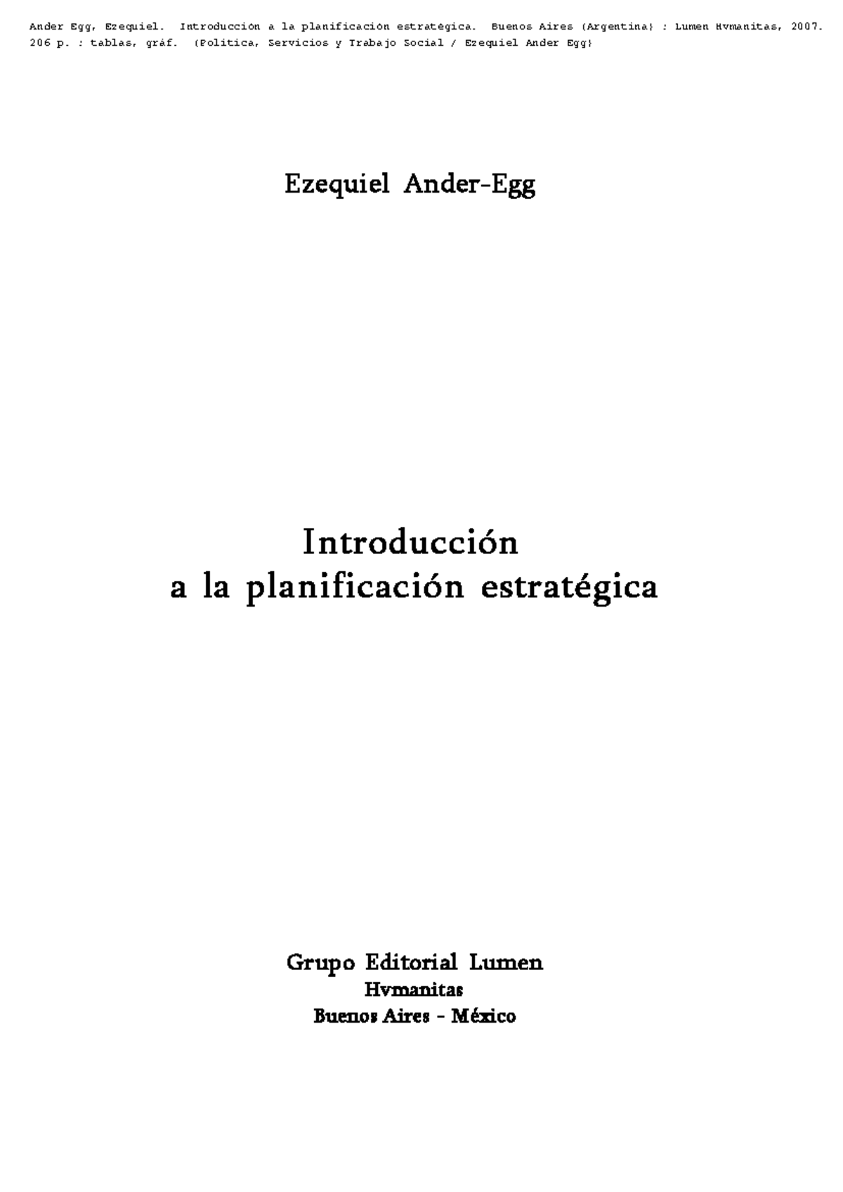 Introducción a la Planificación Estratégica por Ezequiel Ander-Egg ...