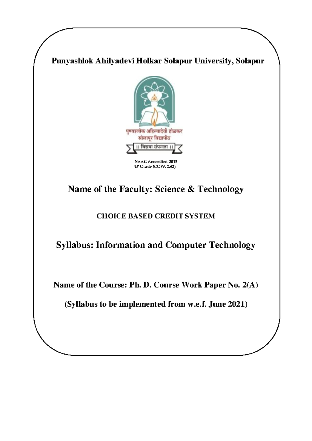 Ph.D. Course Work Paper No. 2(A) - ICT Syllabus (June 2021) - Studocu