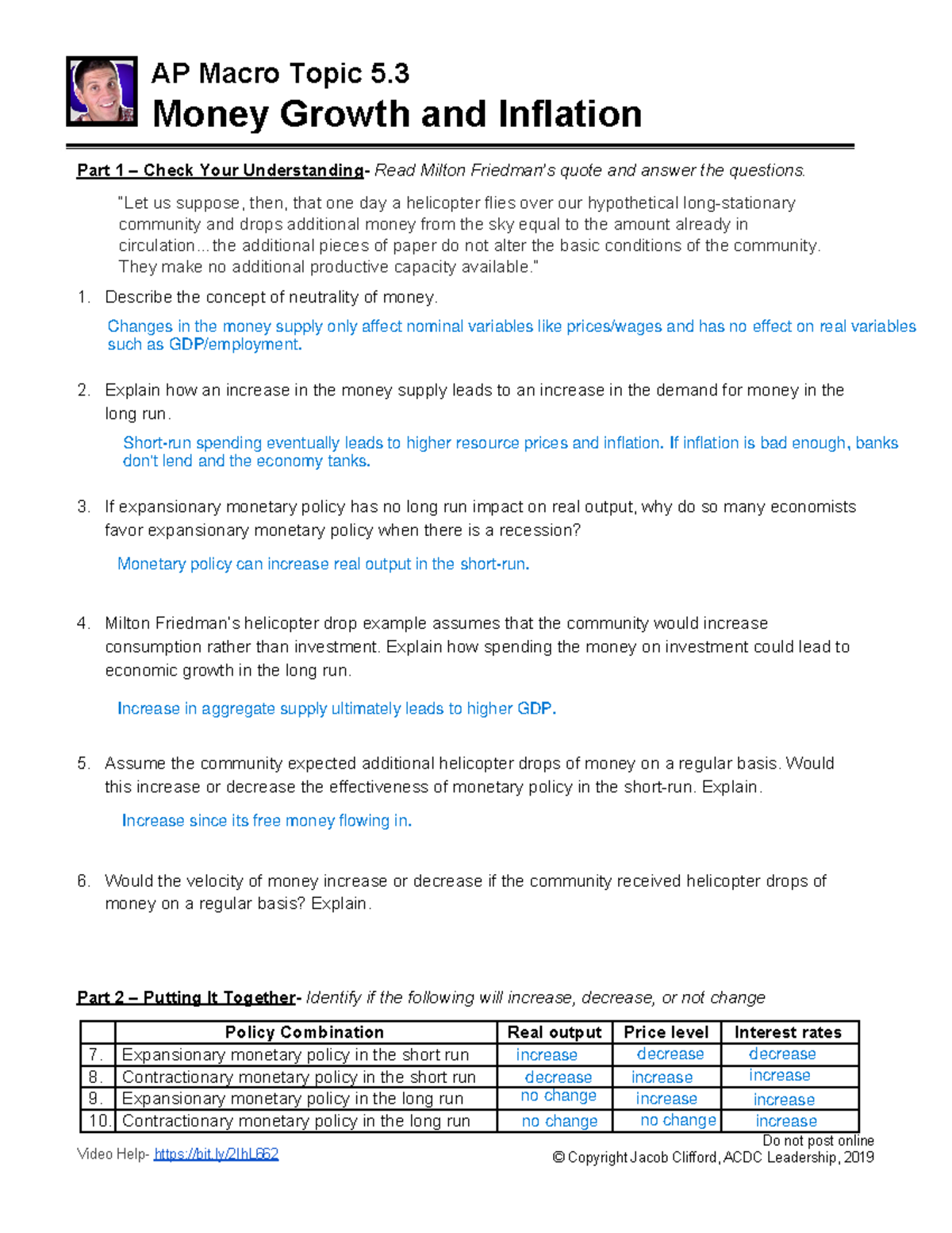 Macro WS 5.3 - Understanding Money Growth and Inflation Concepts - Studocu