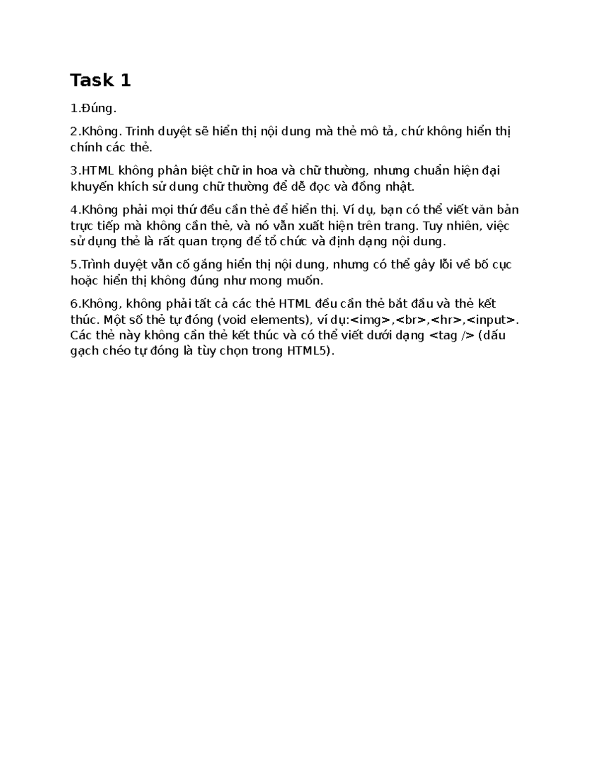 Task 1 - HTML Basics and Tag Usage Notes - Studocu