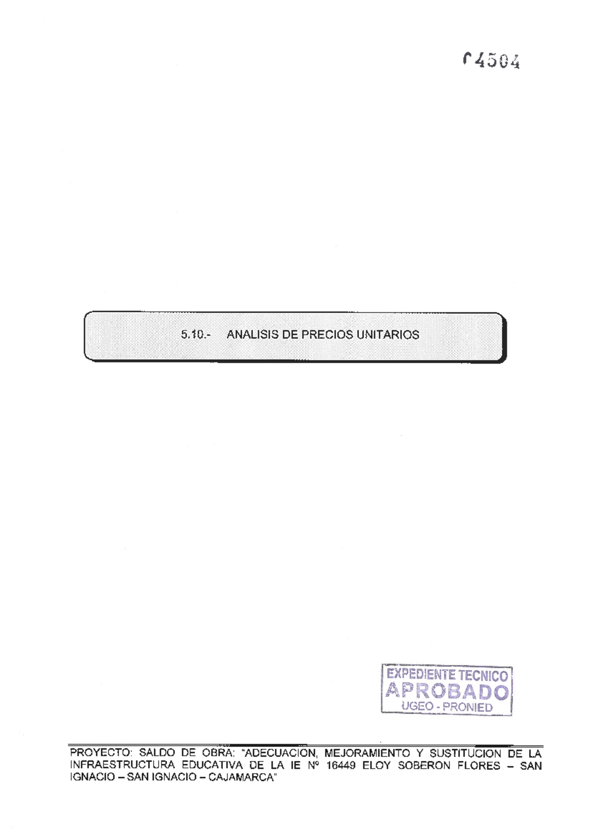 5.10 Análisis de Precios Unitarios Estructuras - Proyecto Educativo ...