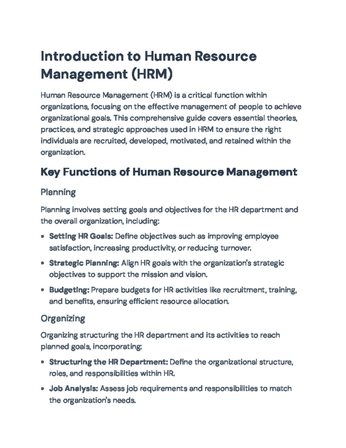 Comprehensive Guide to Human Resource Management (HRM) Principles ...