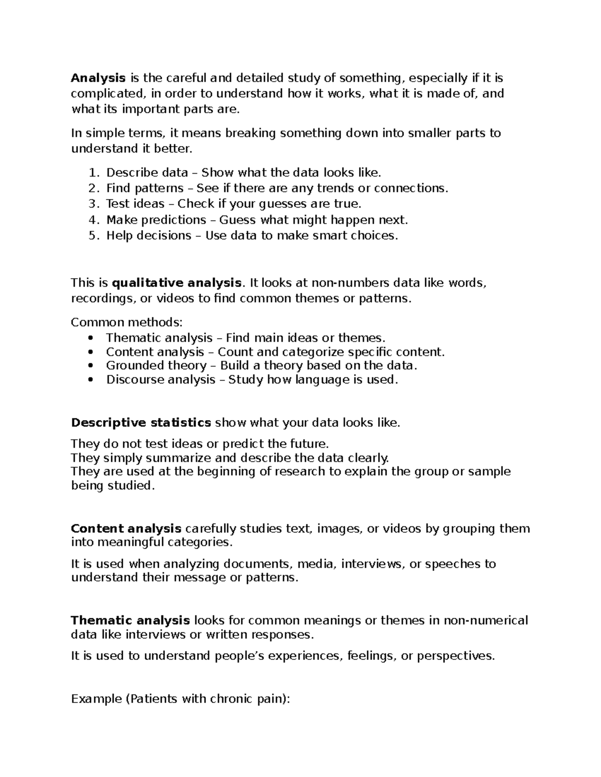 Data Analysis Methods: Qualitative & Quantitative Approaches - Studocu