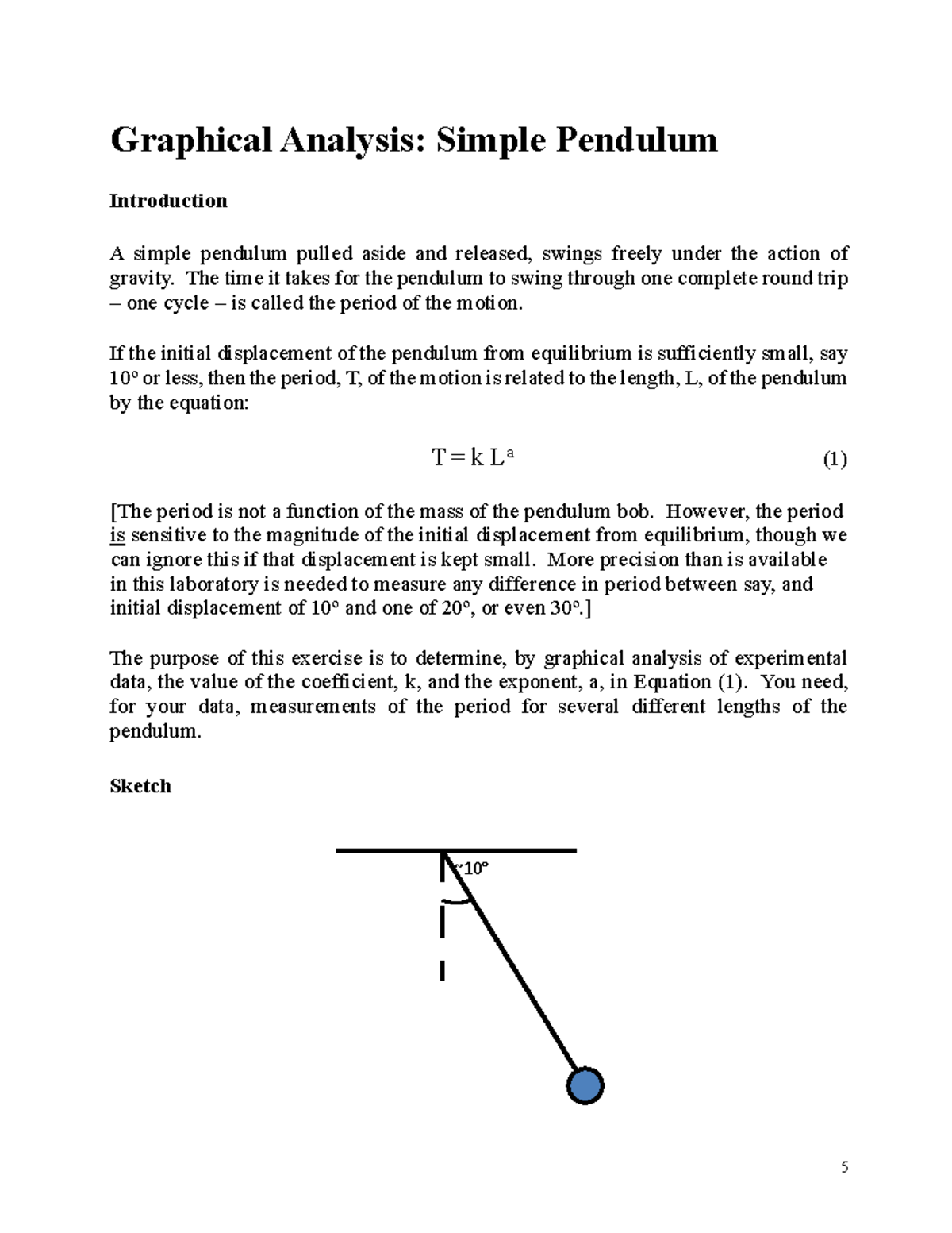 Lab 1 - Graphical Analysis - Simple Pendulum-1 - Copy - 5 Graphical ...