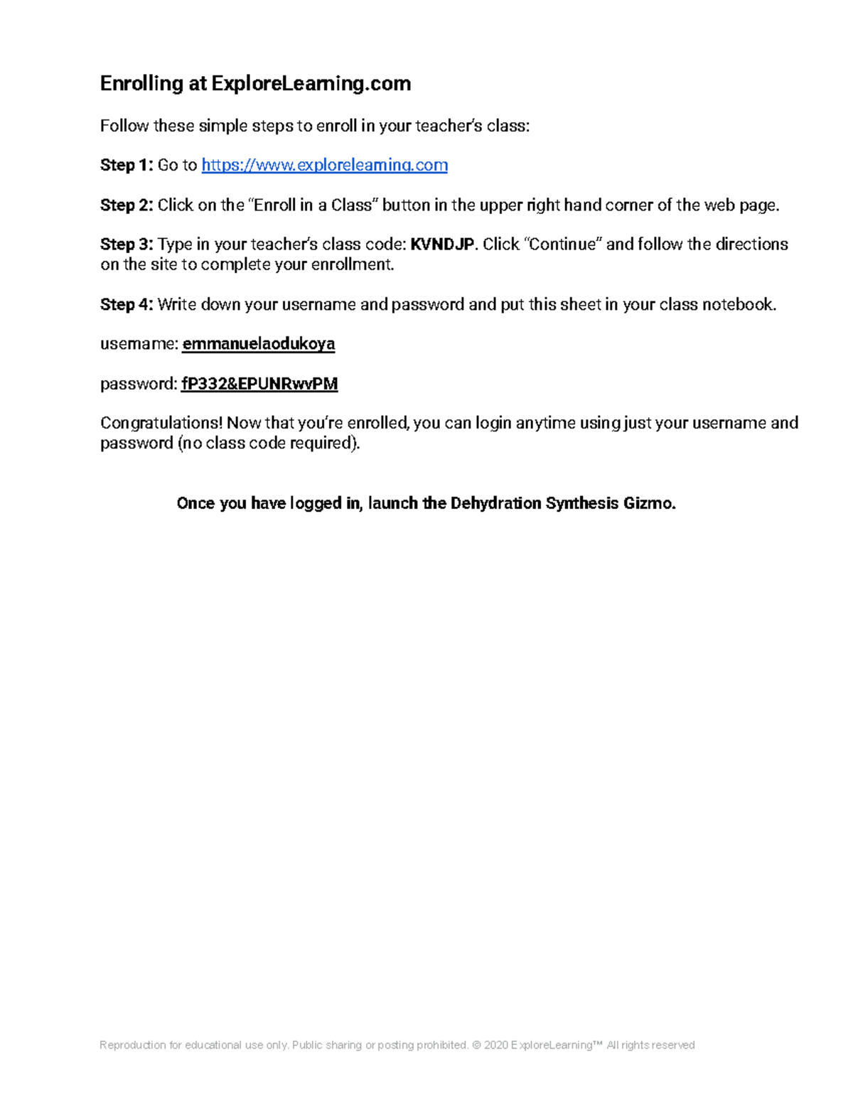 Unit 2 Assignment - Student Exploration of Dehydration Synthesis Gizmo ...