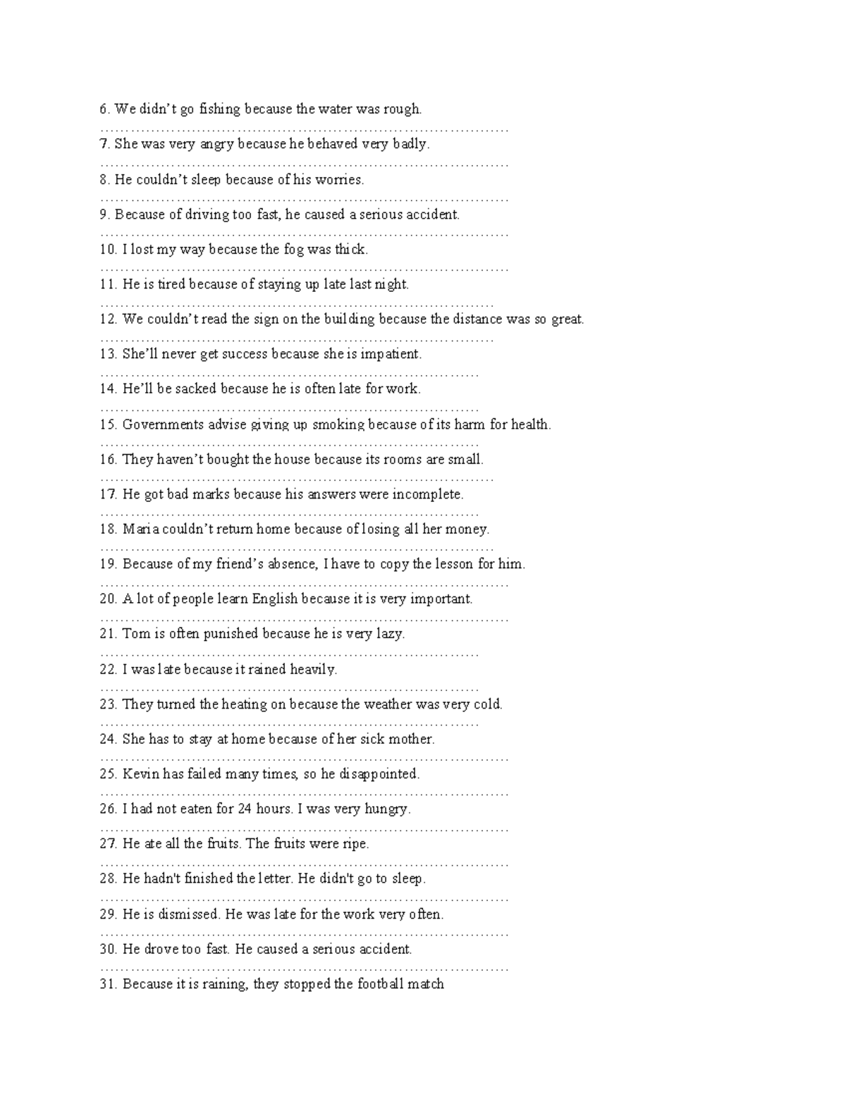 Bt Because of - Sentence Structure and Usage Notes - Studocu