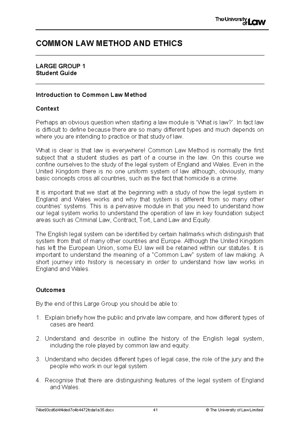 CLME 1: Student Guide to Common Law Method and Ethics - Studocu