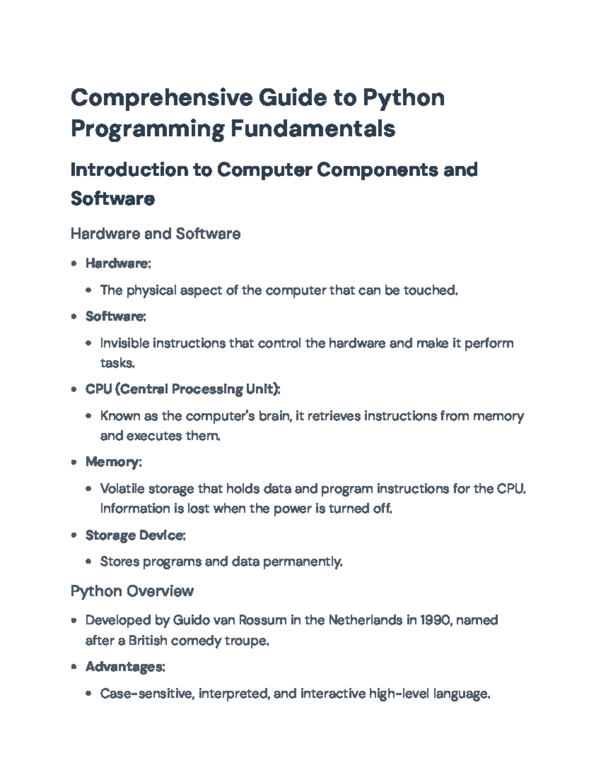 Comprehensive Guide to Python Programming Fundamentals (CS101 ...