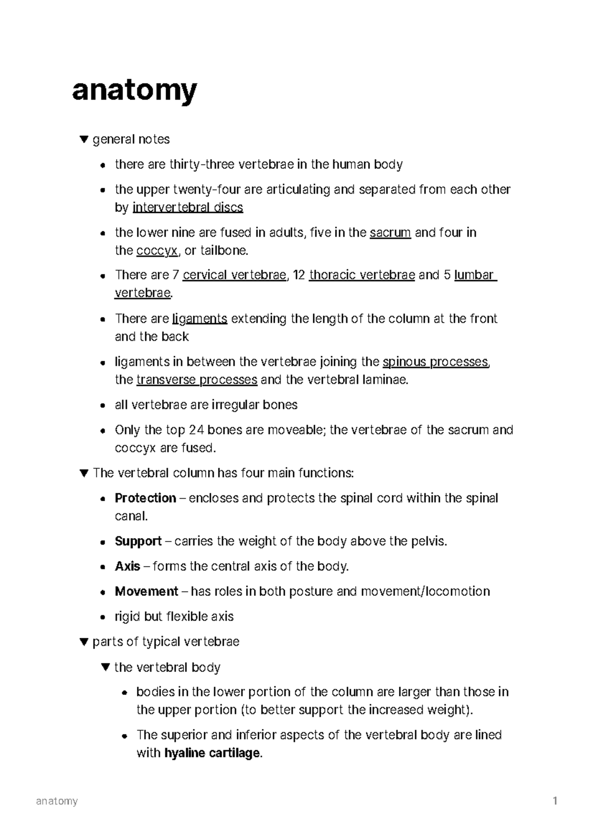 Anatomy of the Human Vertebral Column: Essential Notes and Functions ...