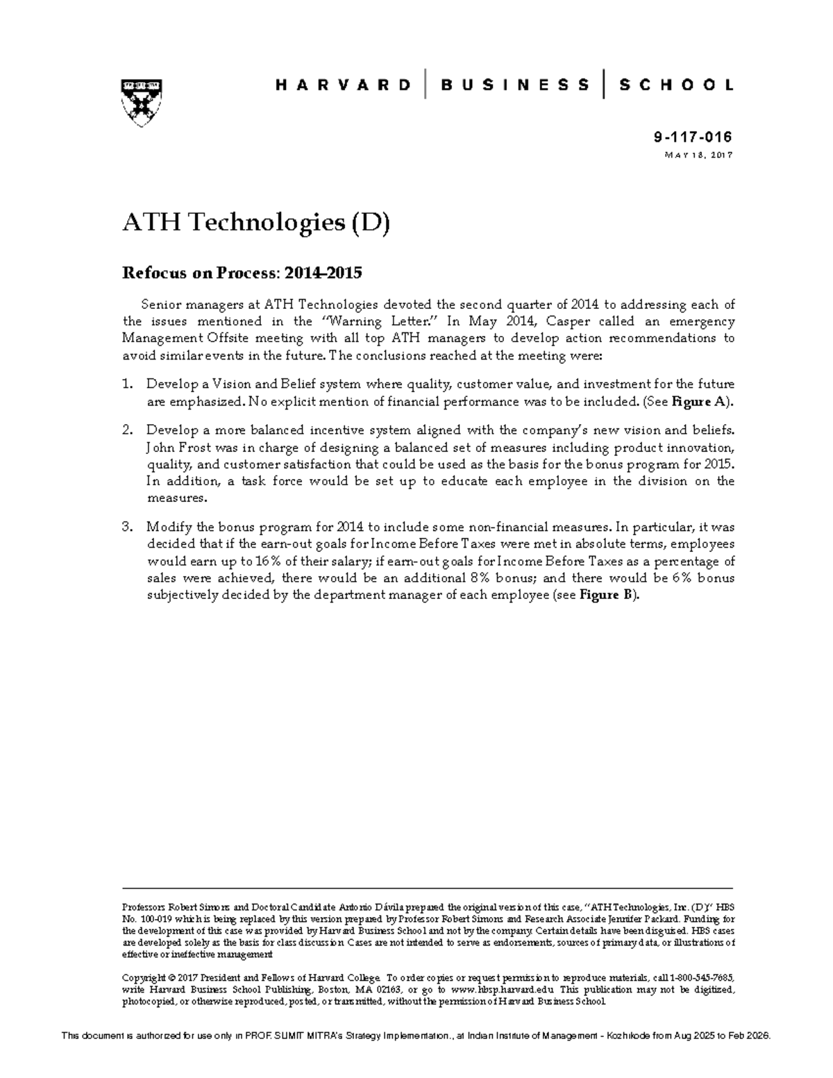 C2-ATH Technologies (D) Case Study: Vision & Performance Measures ...