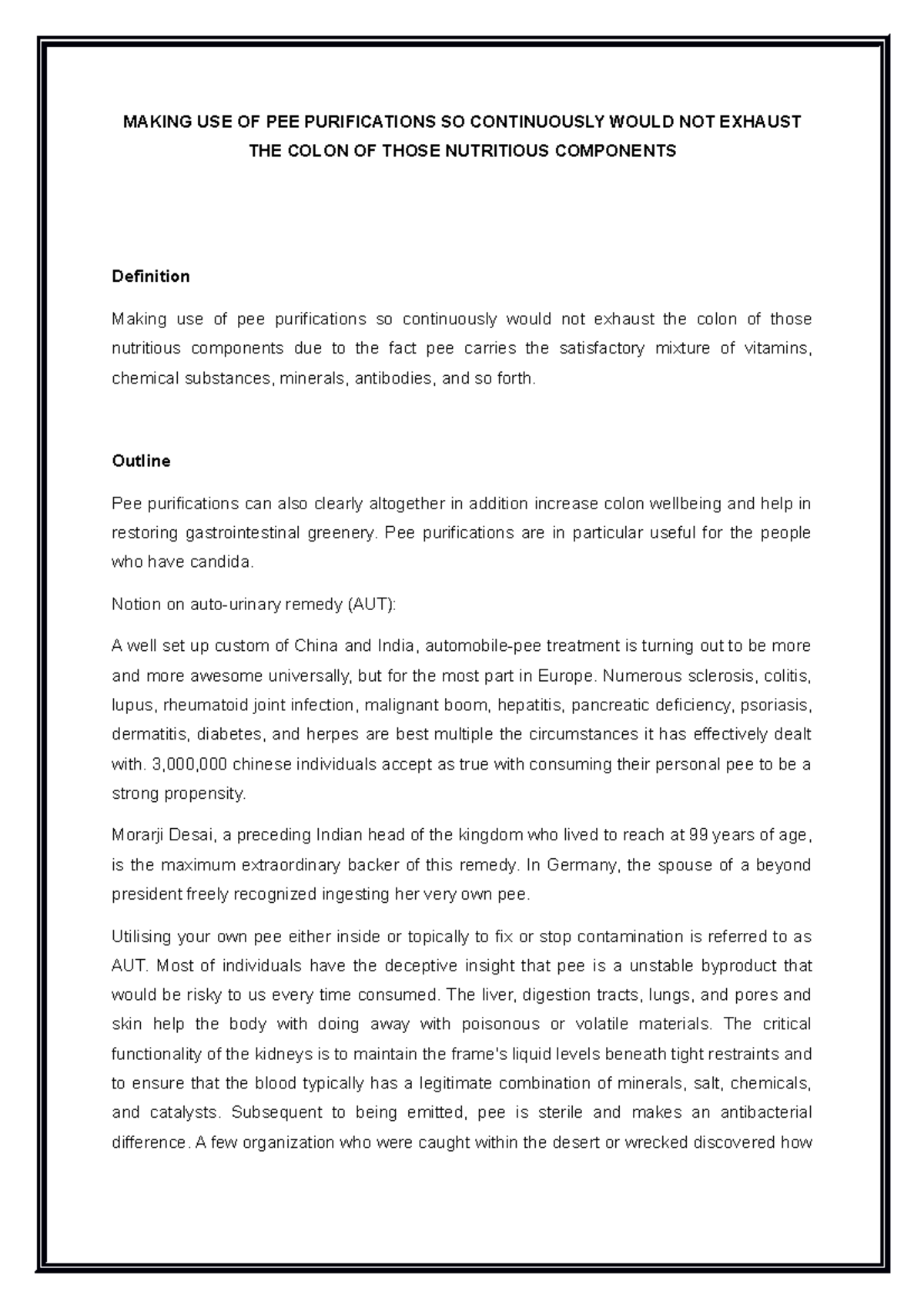 Utilizing Pee Purifications for Optimal Colon Health: A Study on AUT ...