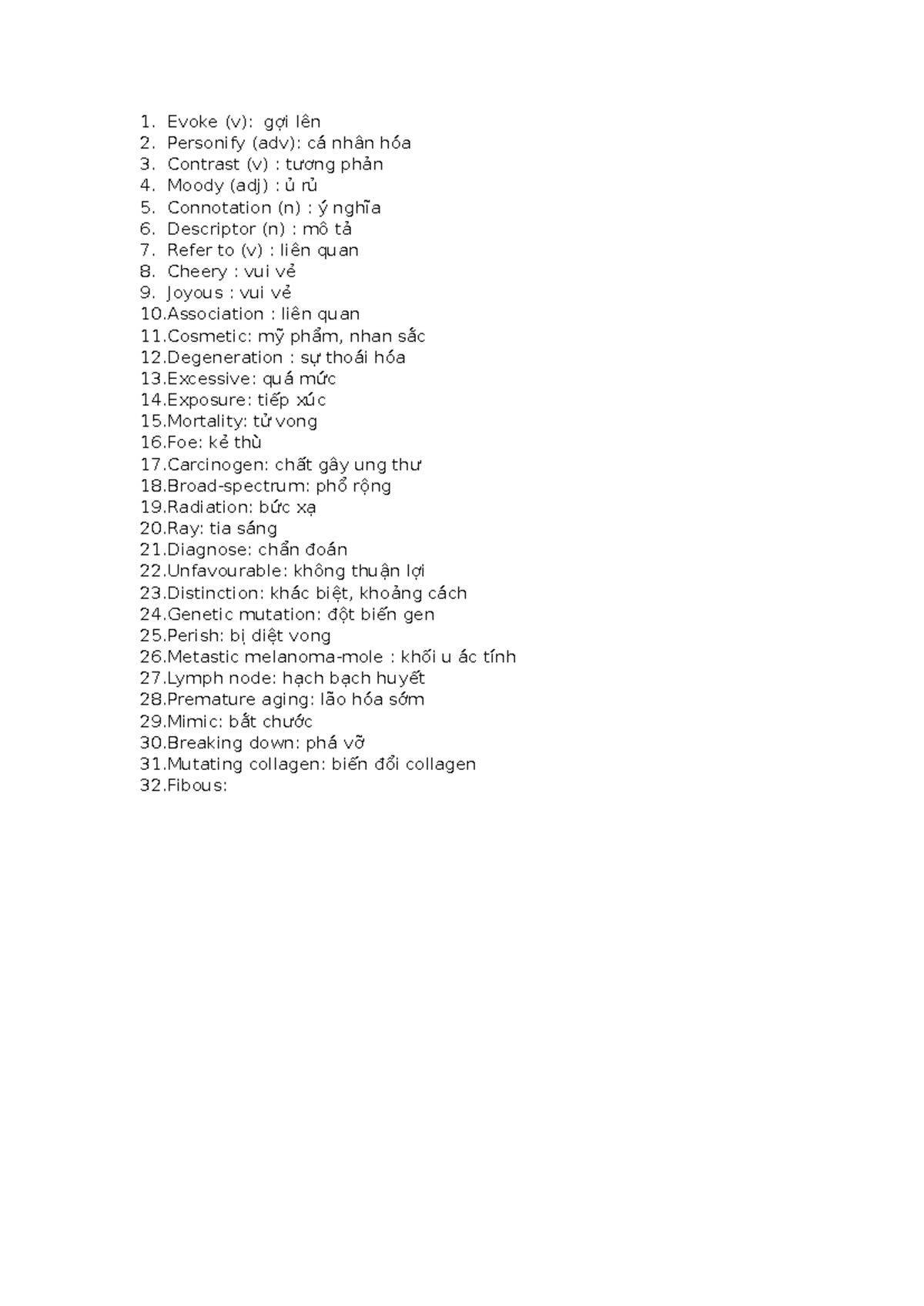 Health Vocabulary List: Key Terms and Definitions for Study - Studocu