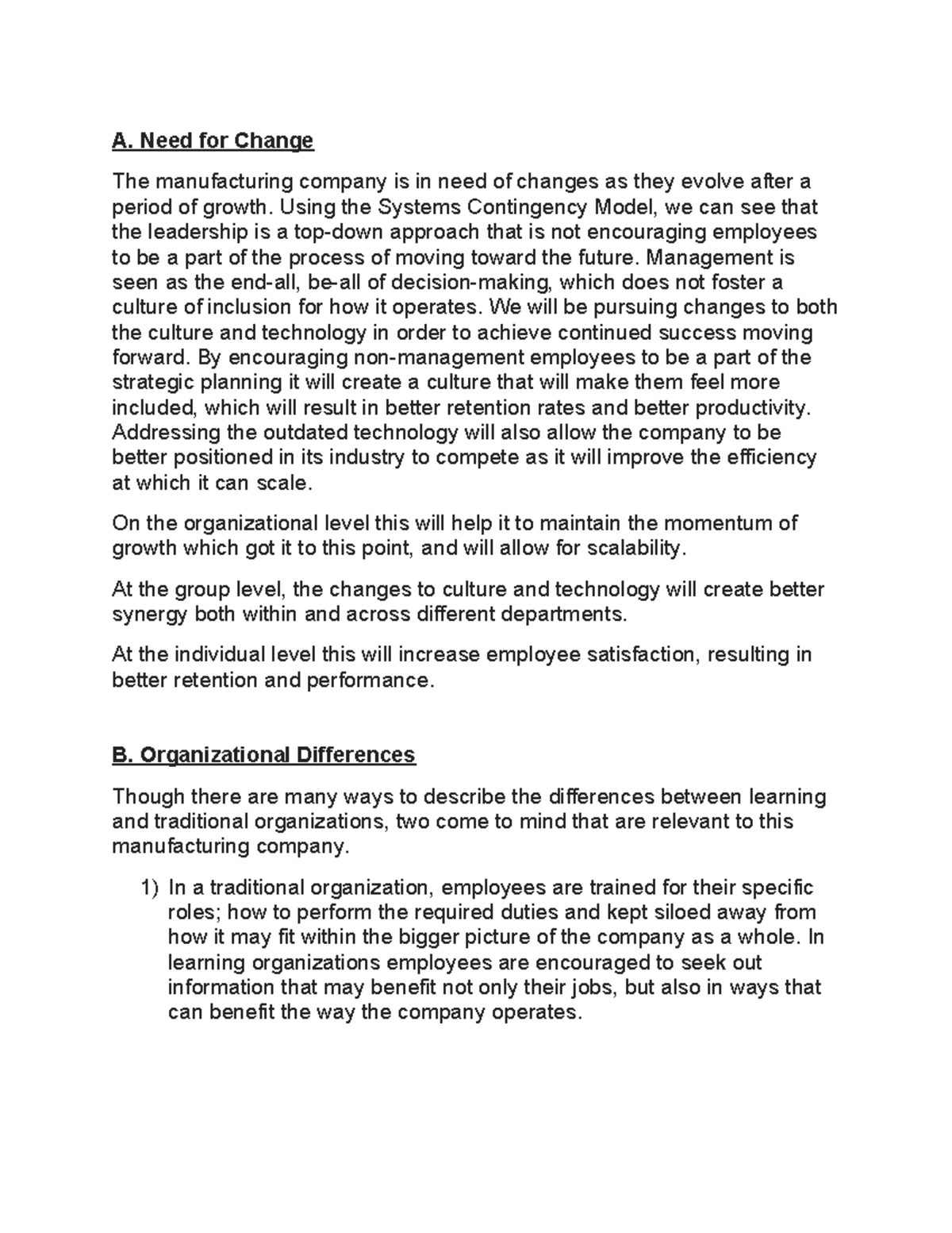 C721 Change Management: Transforming a Manufacturing Company into a ...