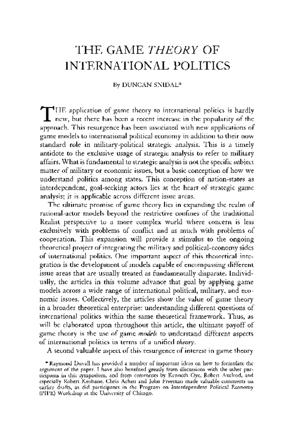 The Game Theory of International Politics: Insights and Applications ...