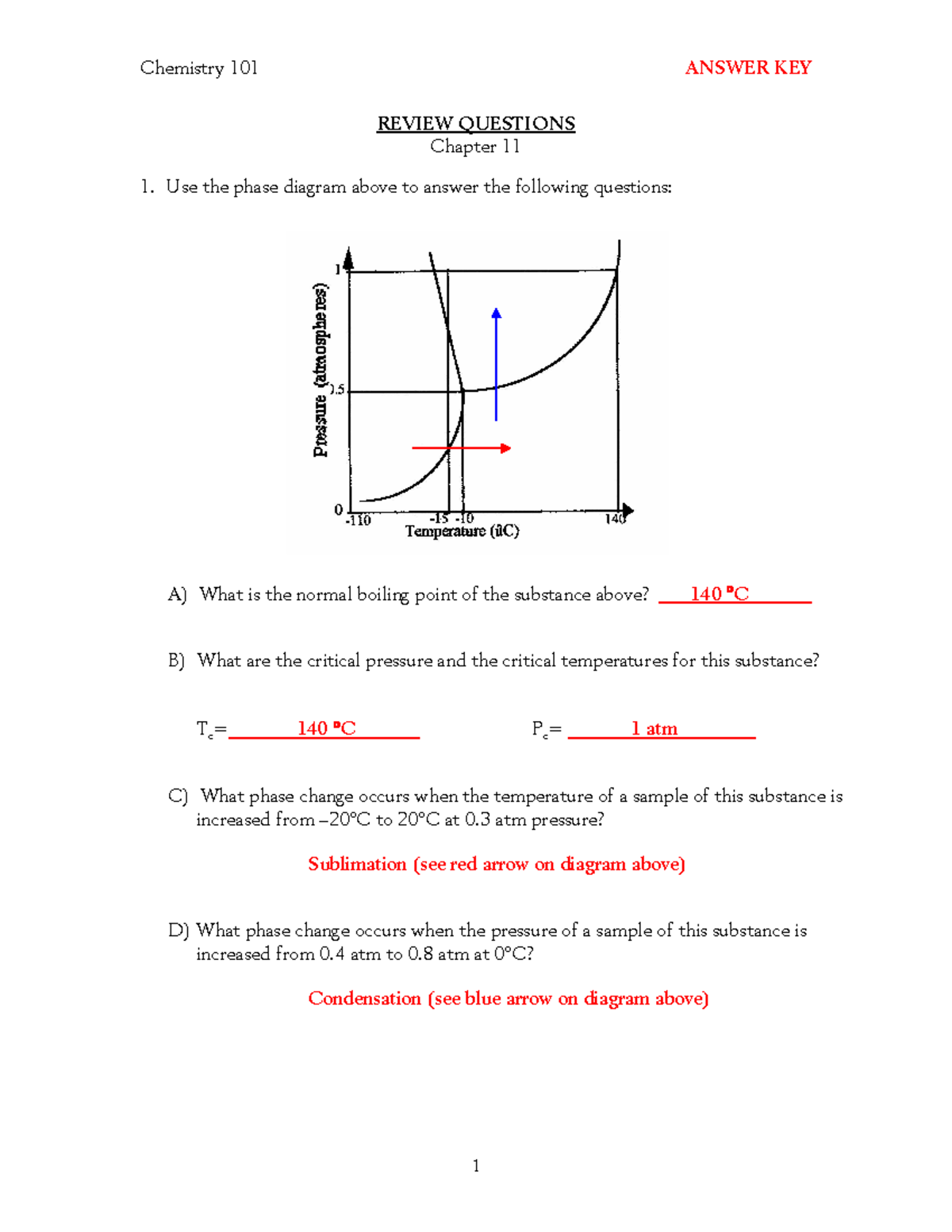 CHE 101 C11 Answer Key: Chapter 11 Review Questions and Responses - Studocu