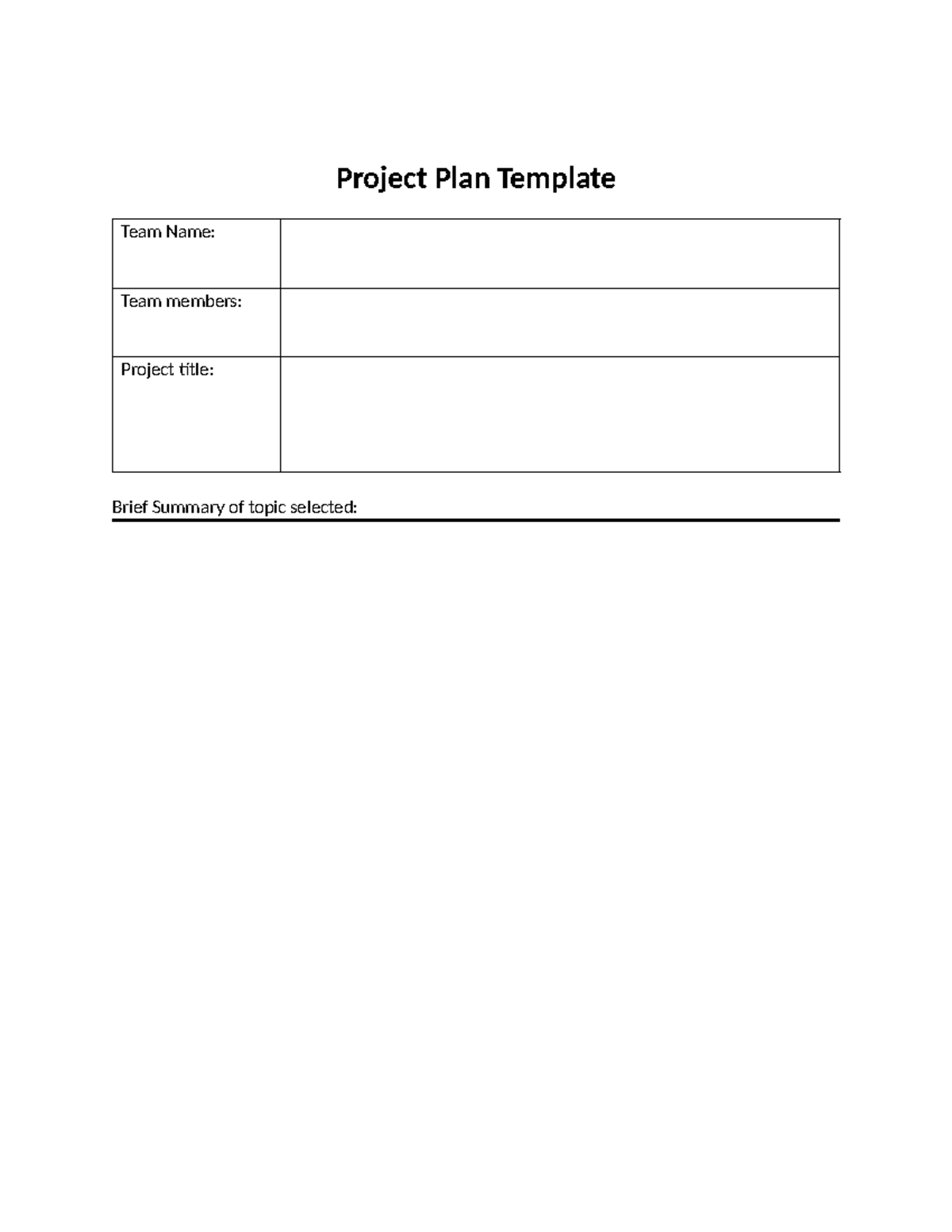 Project Plan Template - pla - BUS 272 - Project Plan Template Team Name ...