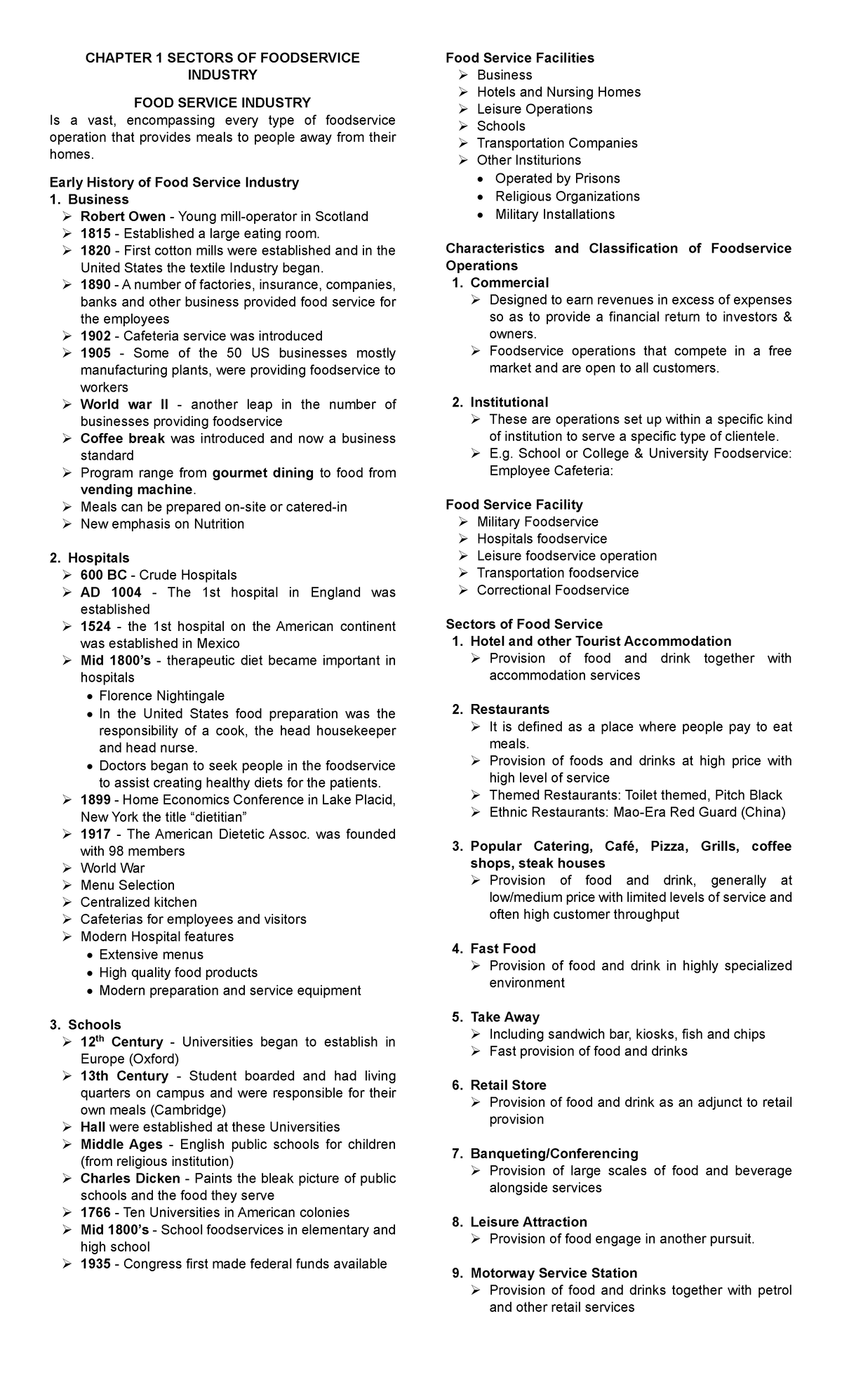 HOMA 102 Chapter 1: Sectors of the Foodservice Industry Overview - Document Preview