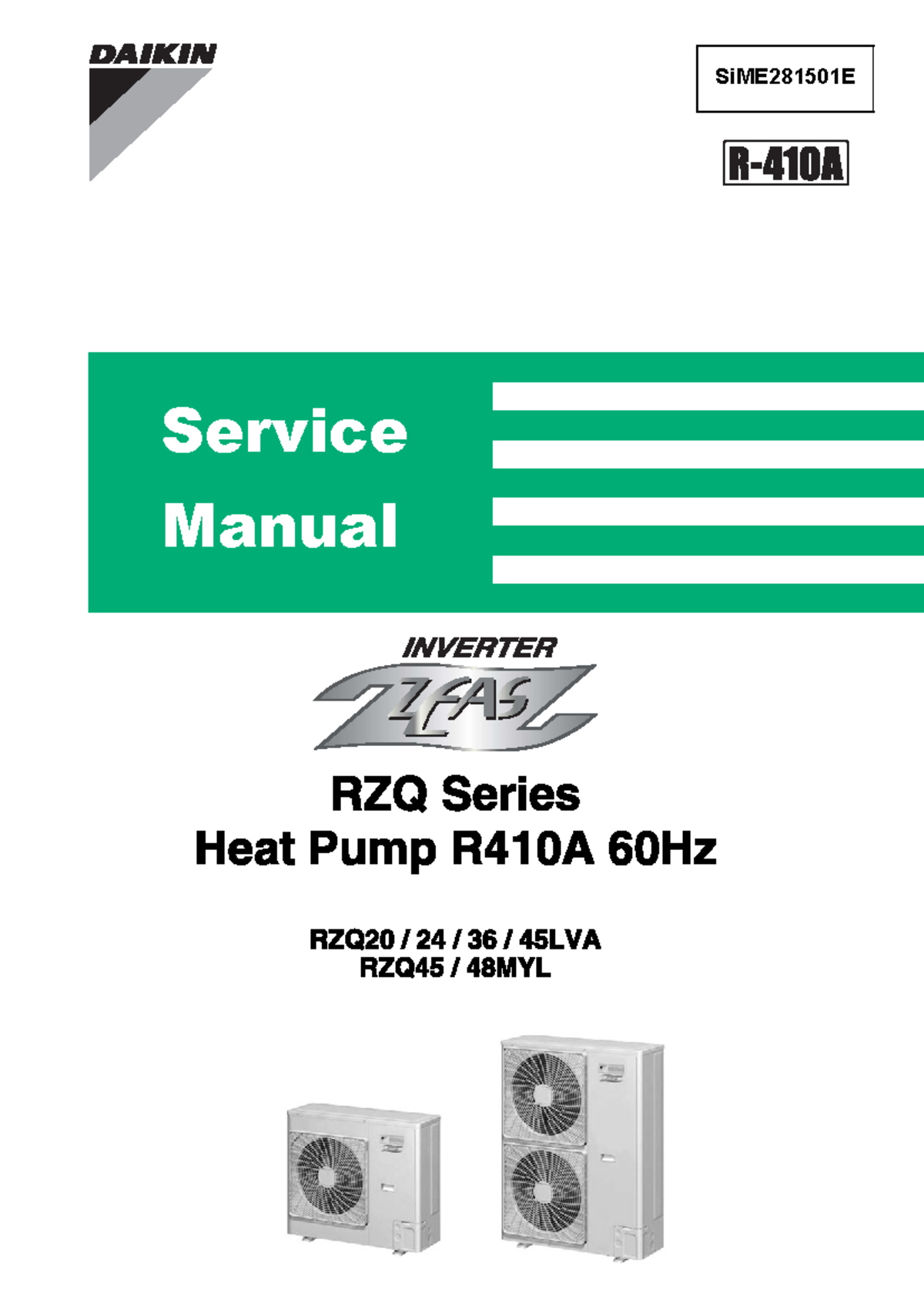 SiME281501E Service Manual: Daikin TopAir RZQ Heat Pump Overview - Studocu