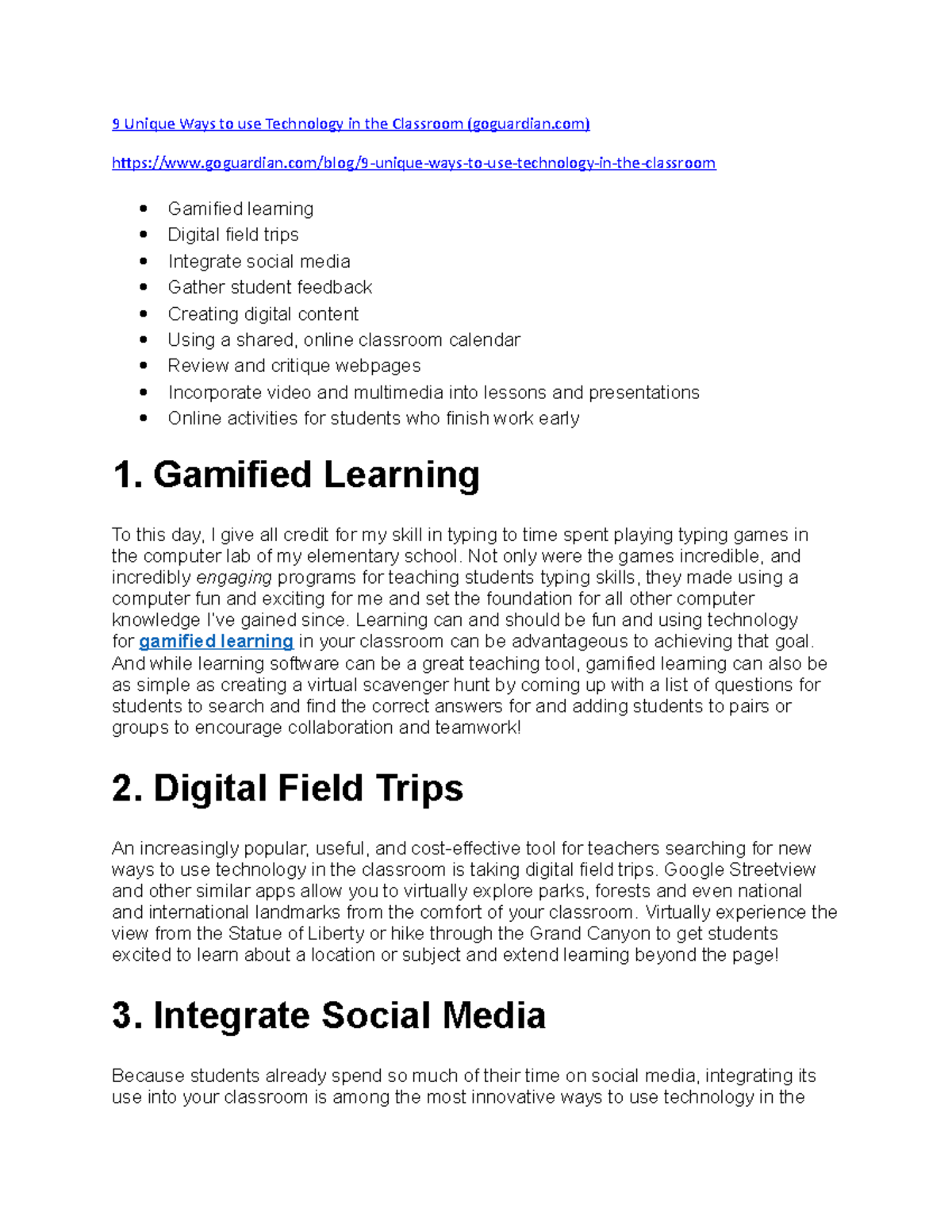 Technology in the Classroom - Gamified Learning To this day, I give all ...