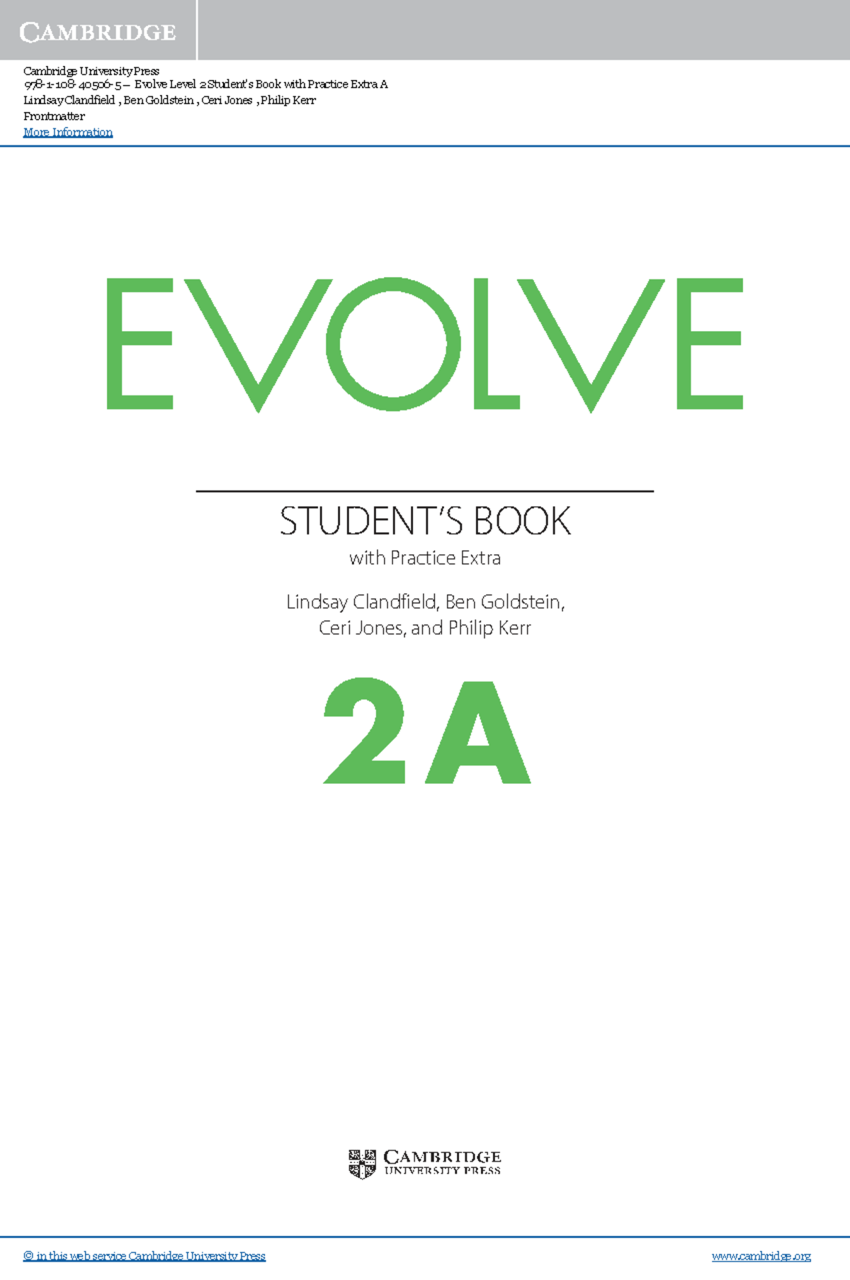 Evolve Level 2 Student's Book with Practice Extra A Frontmatter