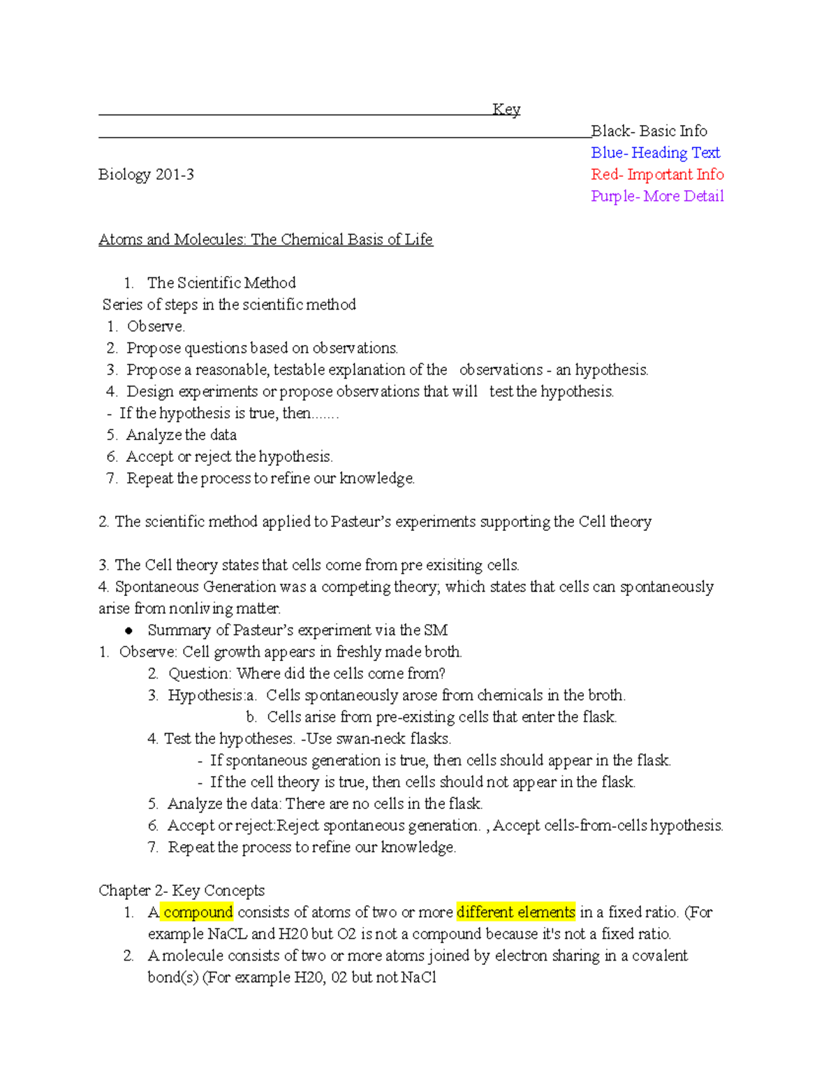 BIO 201-3 Lecture Notes - Atoms, Molecules & Scientific Method - Studocu