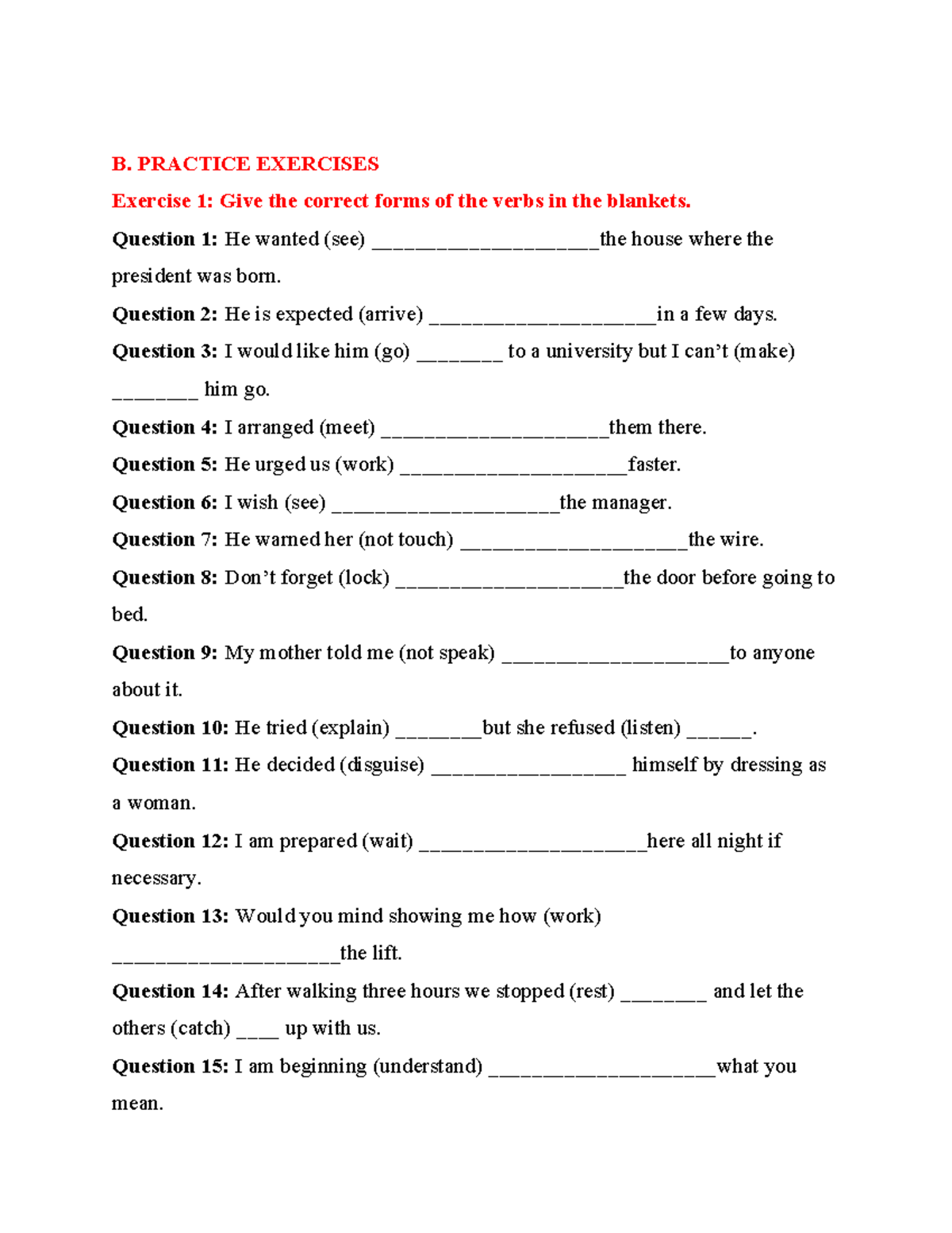 BÀI TẬP - English Grammar Practice Exercises - Studocu