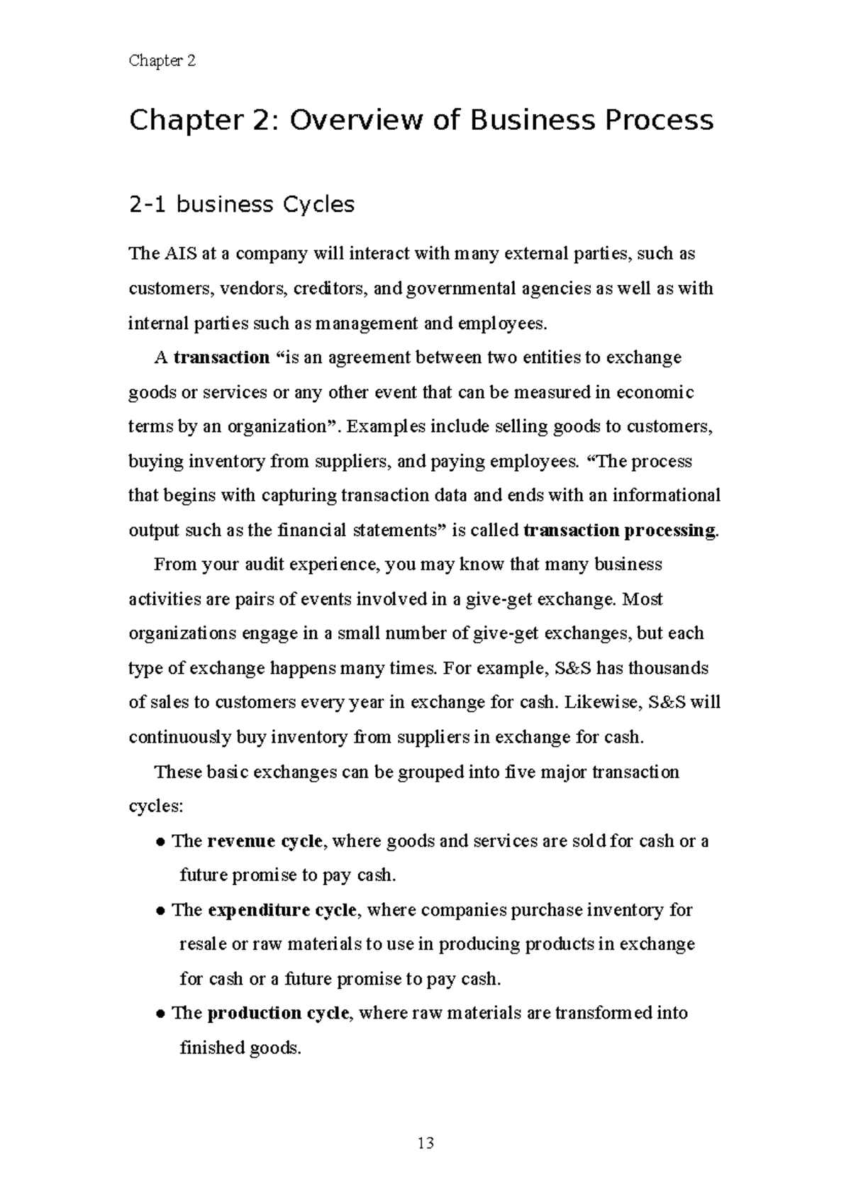 Chapter 2 - Overview of Business Processes in AIS - Studocu