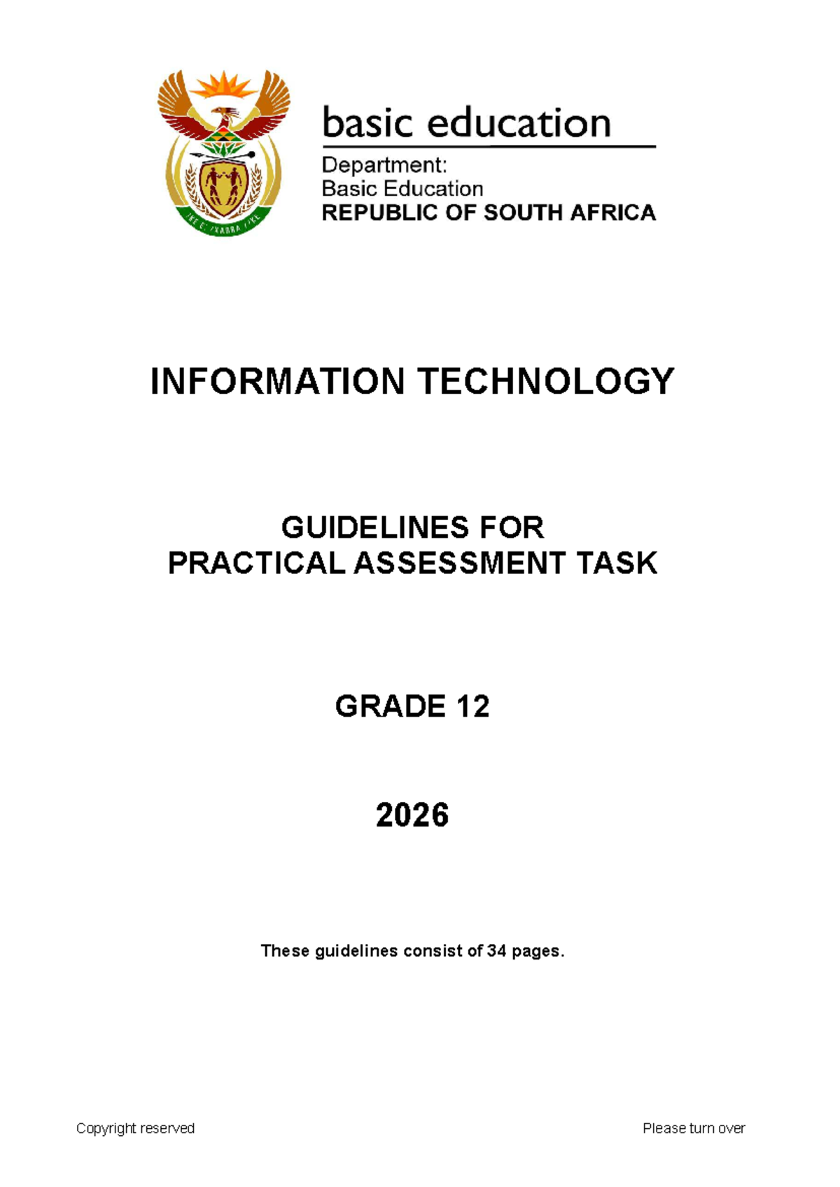 Information Technology PAT Guidelines for Grade 12 - 2026 - Studocu