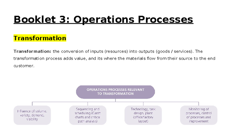 Operations Processes: 4Vs, Gantt Chart & Critical Path Analysis ...