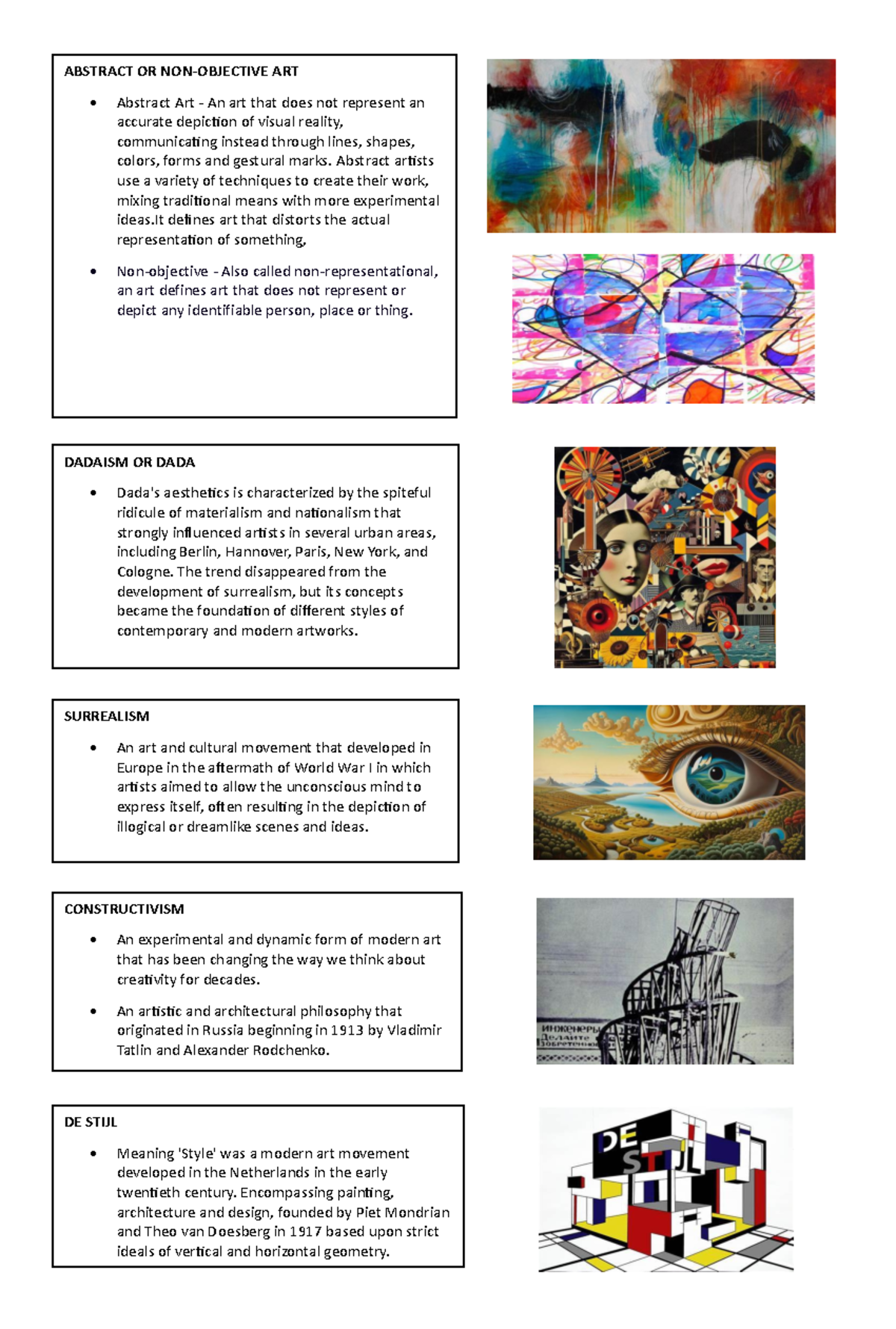 ART 101: Overview of Abstract and Modern Art Movements - Studocu