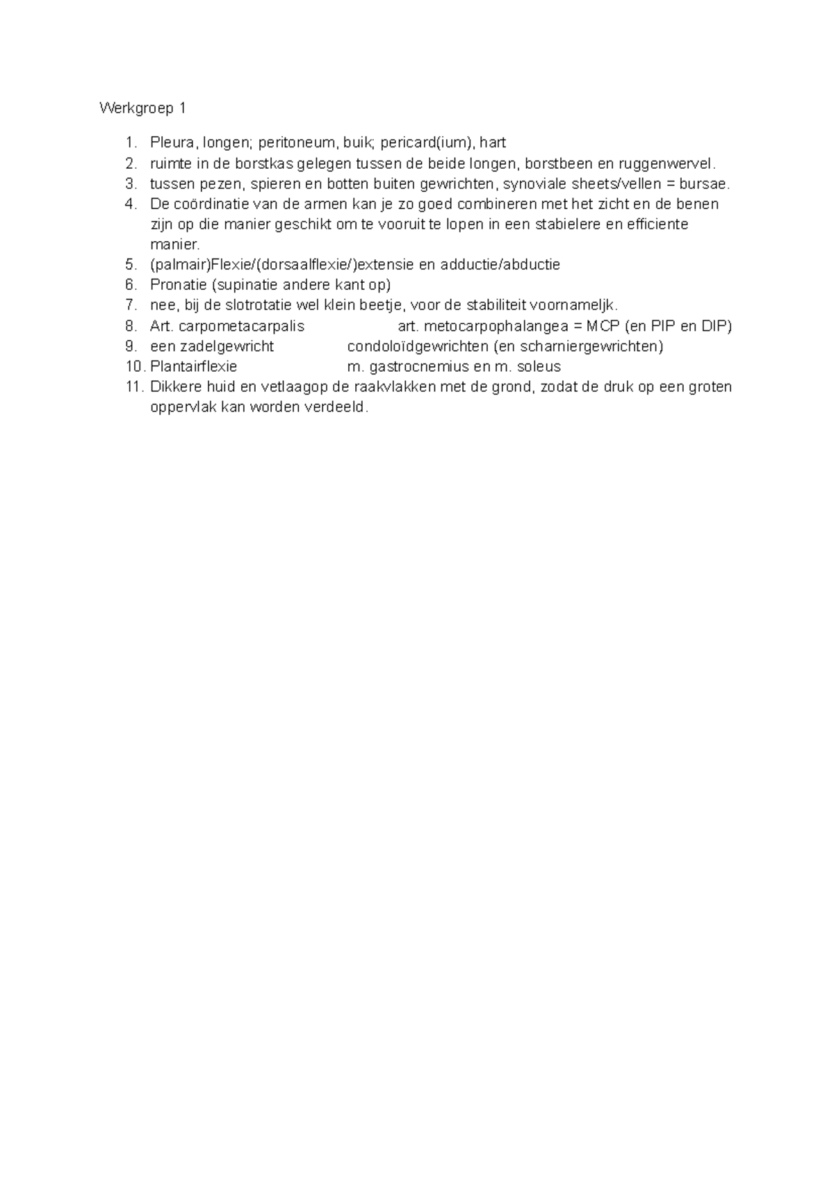 Werkgroep 1.1: Vorm en Functie in Anatomie en Fysiologie - Studeersnel
