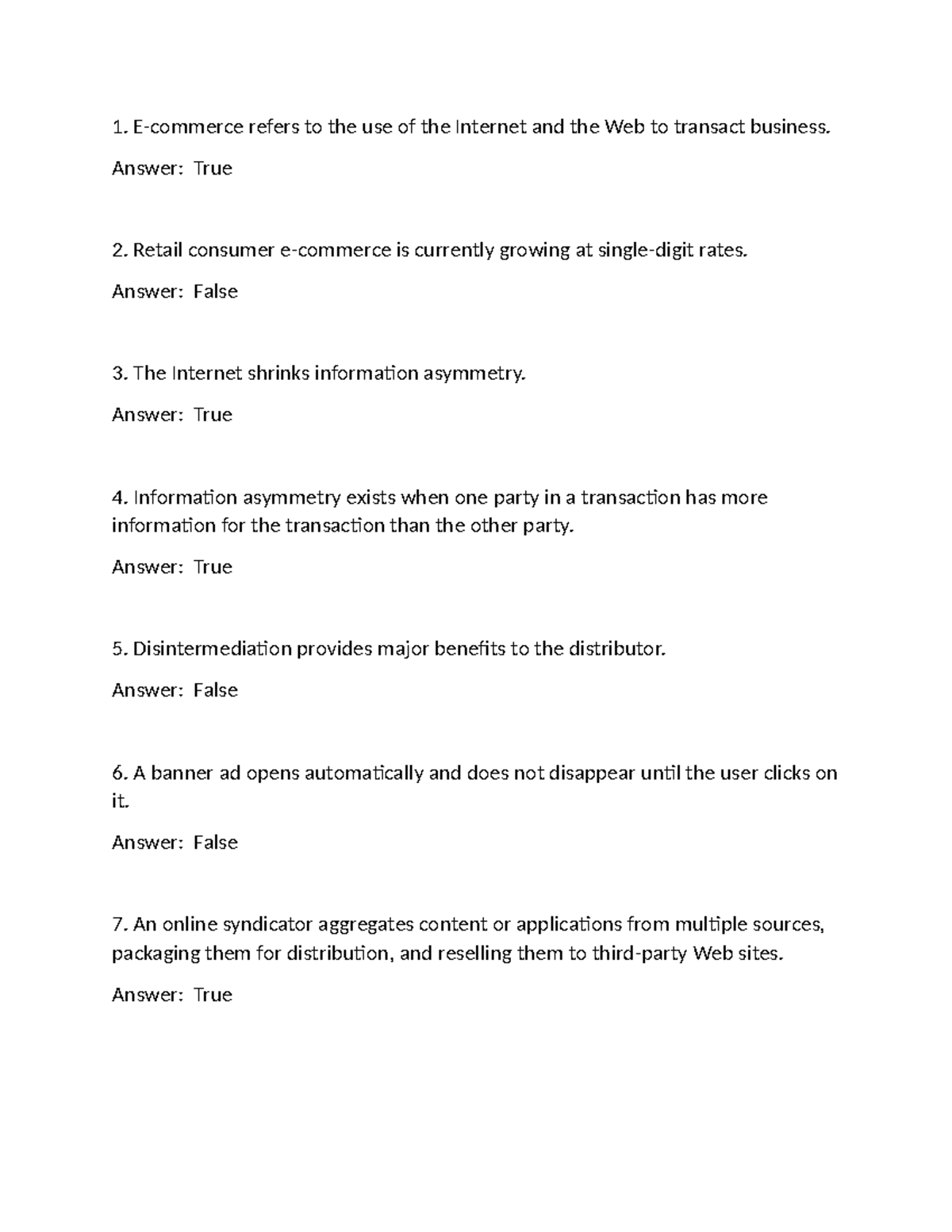 E-commerce Concepts from Chapter 10 - Practice Questions & Answers ...