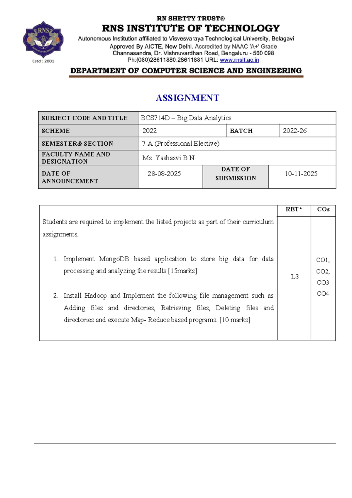 BDA Assignment - Practice materials for the above mentioned subject ...