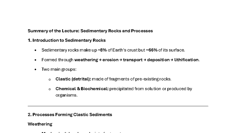 Study Guide for GEOL 2240: Sedimentary and Metamorphic Processes - Studocu