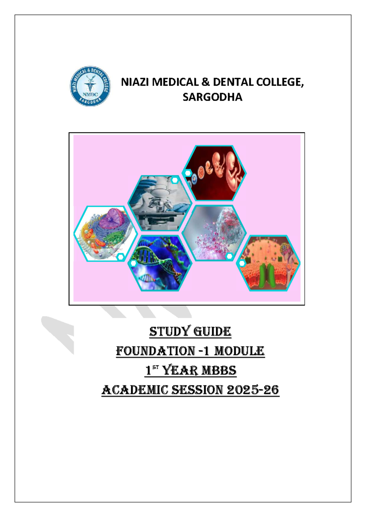 Foundation-I Module Study Guide for 1st Year MBBS - Studocu