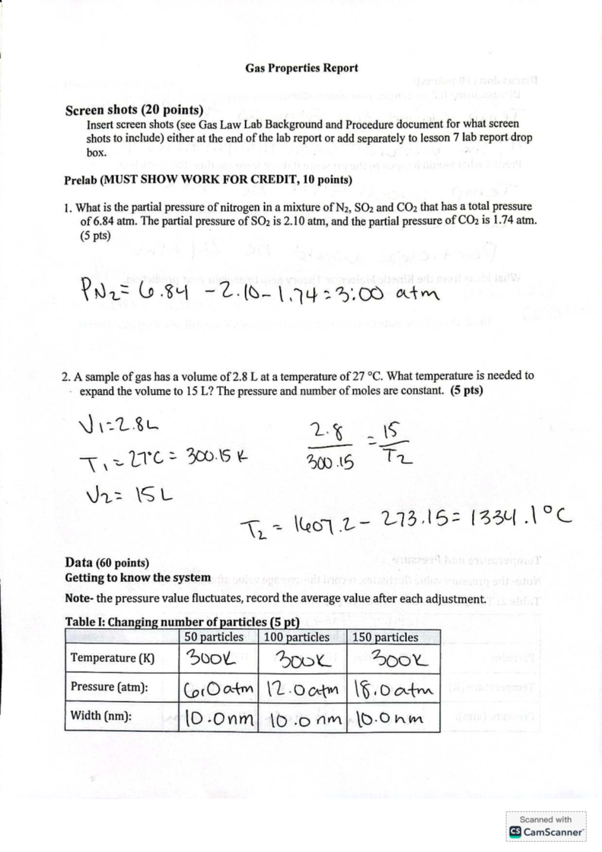 Chemistry Lab 7 - Gas Properties Report and Analysis - Studocu
