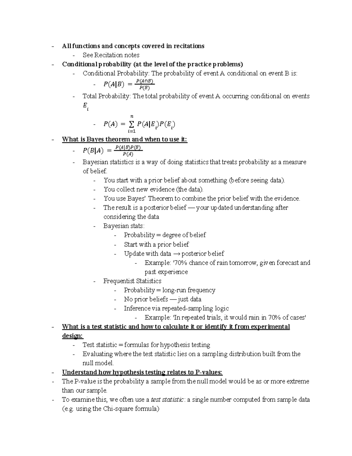 Biostats Exam 2 Study Guide: Key Concepts and Functions - Studocu