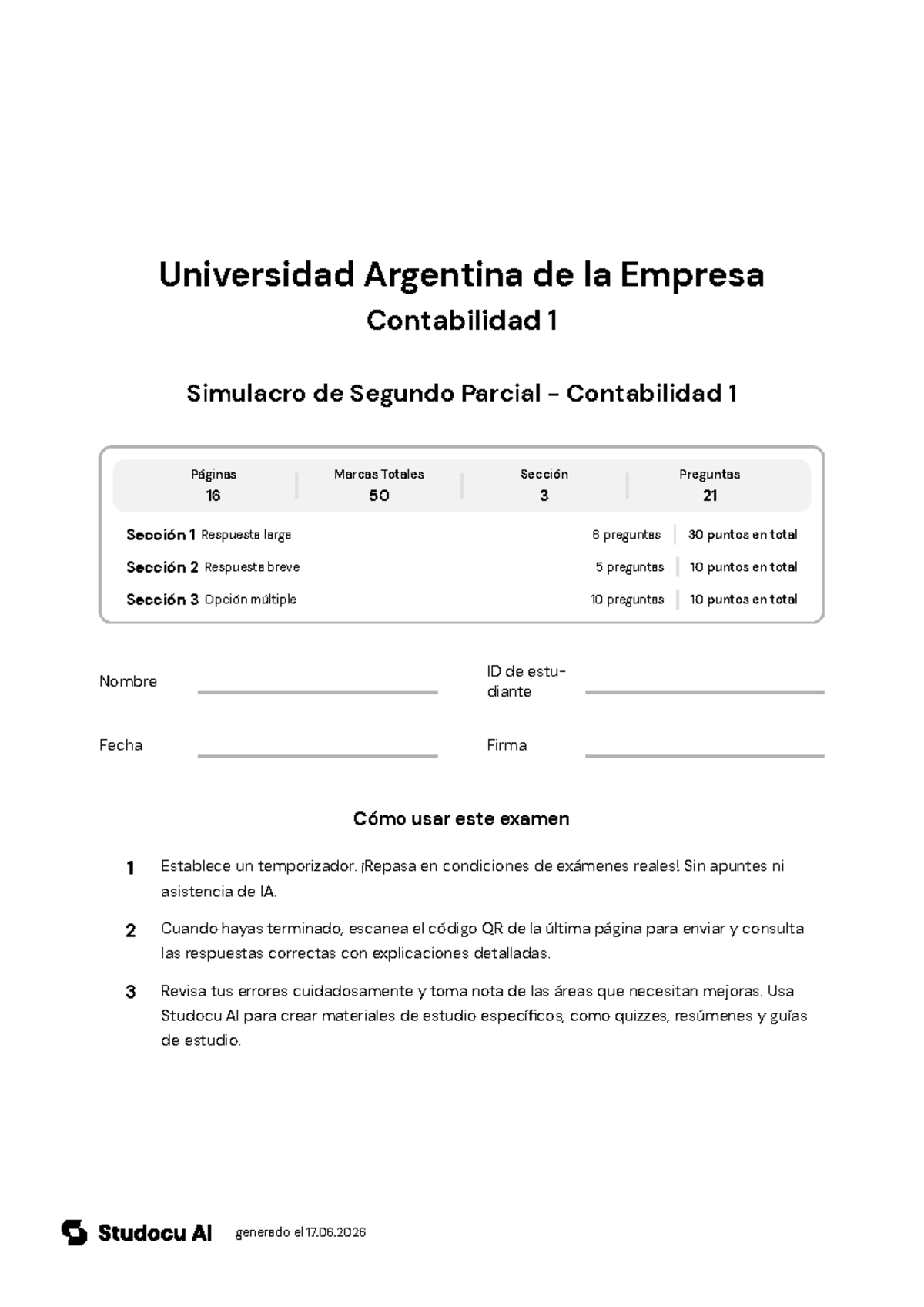 Simulacro de Segundo Parcial - Contabilidad 1 - Studocu
