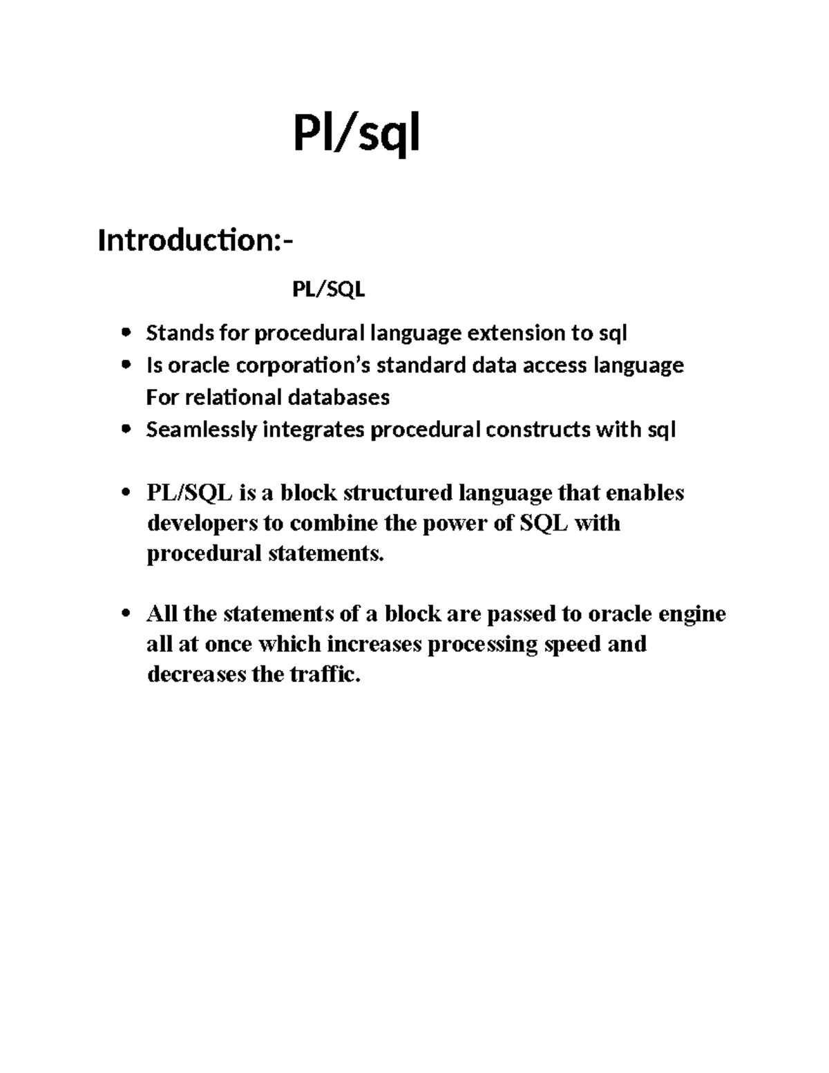 Copy of file - Khfvvh - Pl/sql Introduction:- PL/SQL Stands for ...