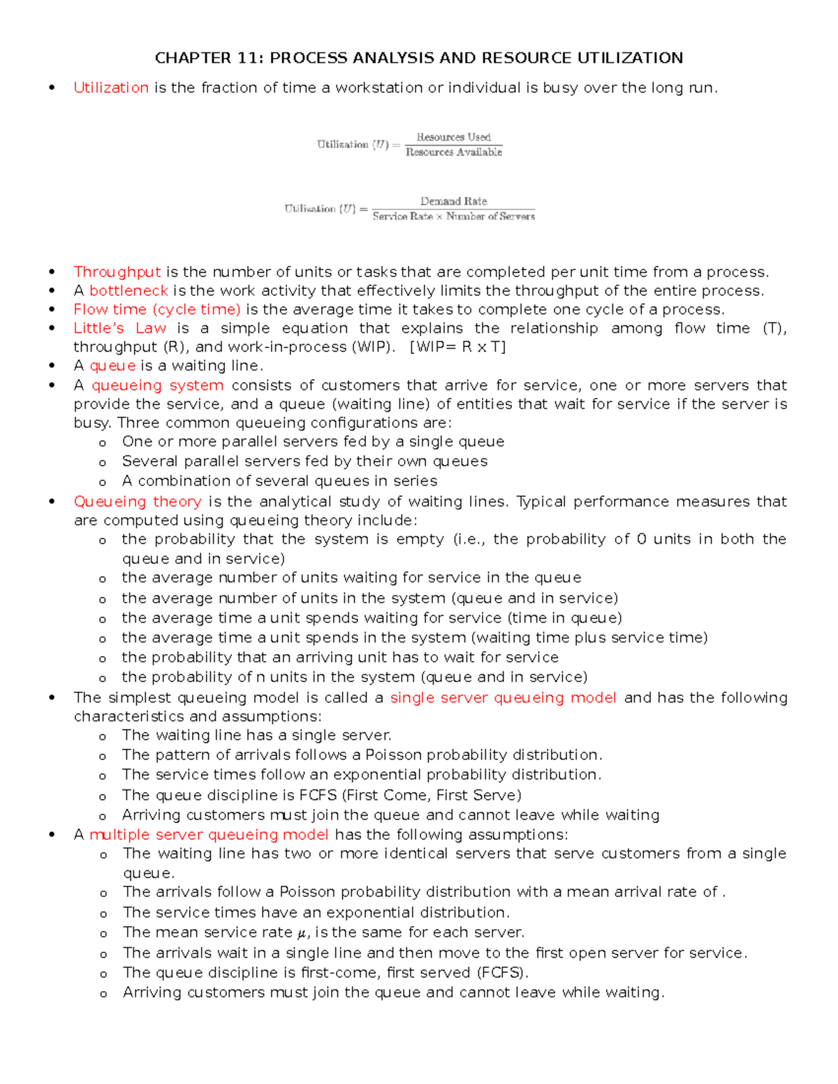 Chapter 11 - Process Analysis & Resource Utilization Insights - Studocu