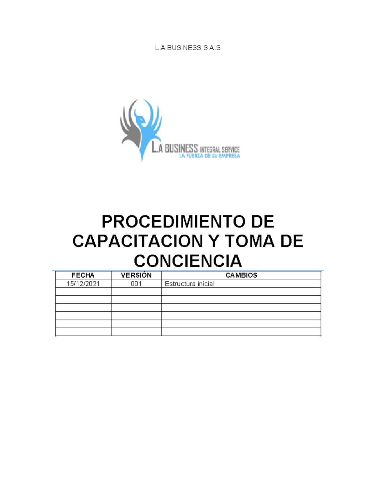 HS-P-01 Procedimiento de Capacitación y Toma de Conciencia 2021 - Document Preview