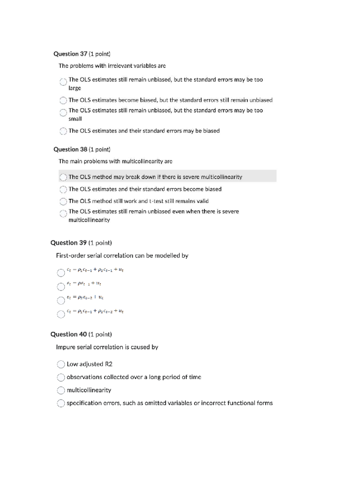 Econometrics (ECO 101) Final Exam Questions - 11-13 - Studocu
