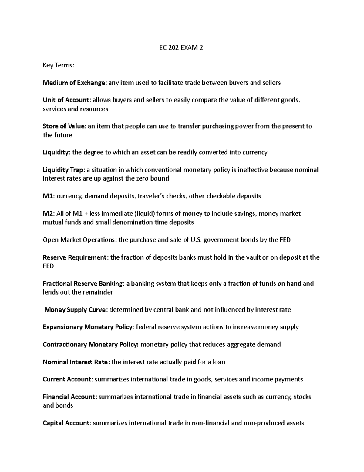 EC 202 EXAM 2 - Key Terms and Equations Lecture Notes - Studocu