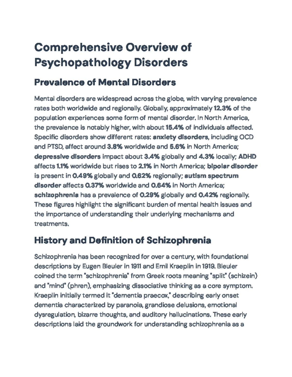 Comprehensive Overview of Psychopathology Disorders & Treatments (PSY ...