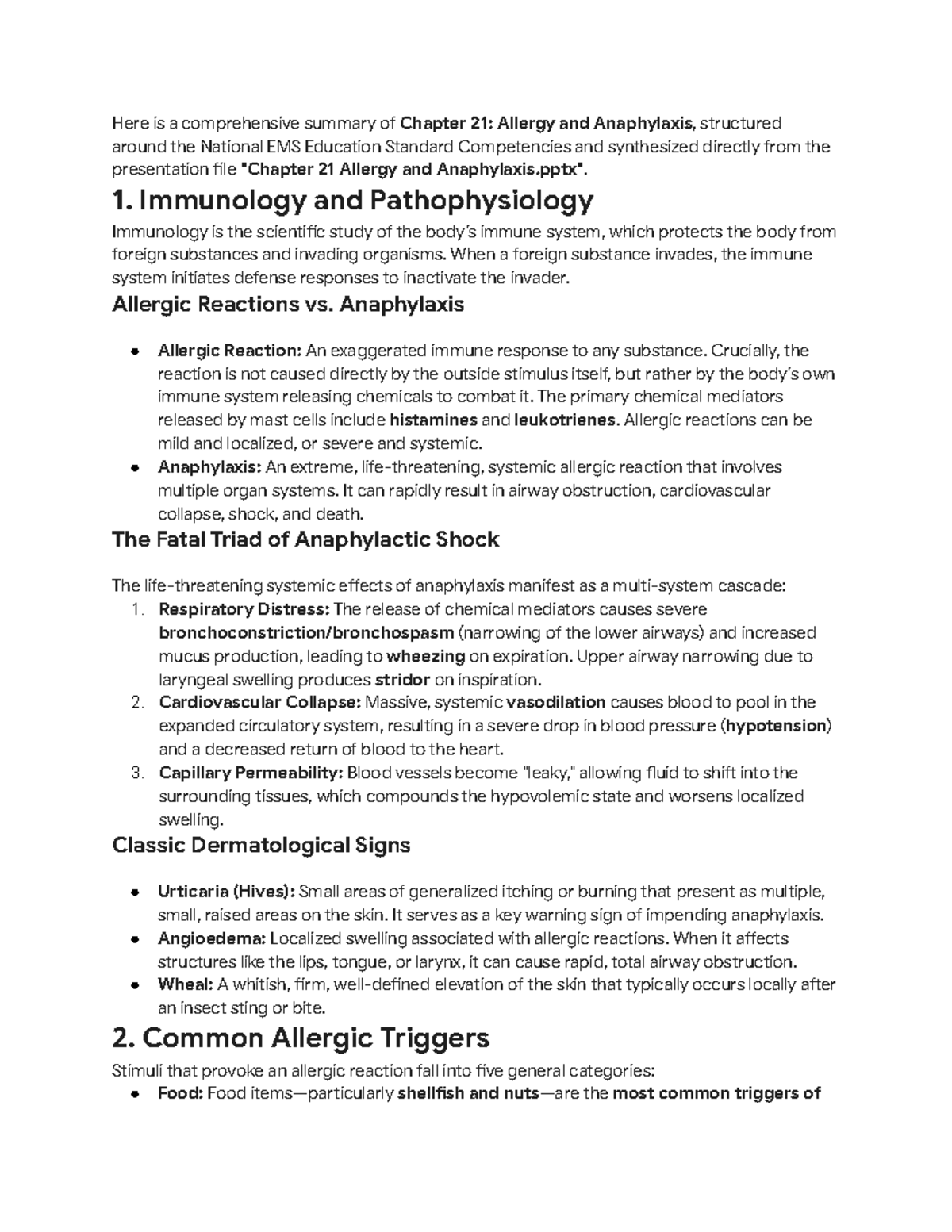 Chapter 21: Allergy and Anaphylaxis Summary - Studocu
