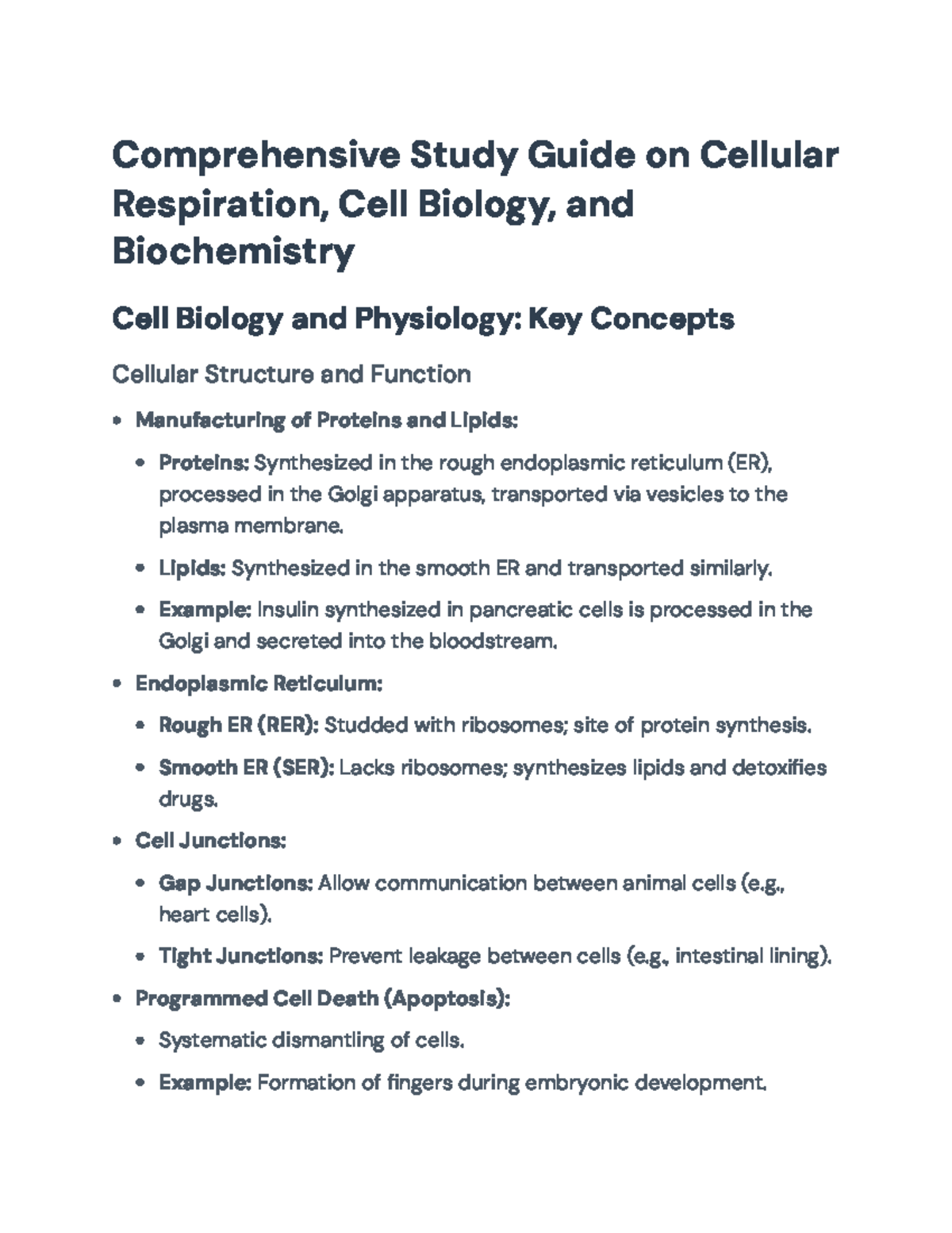 Cell Biology & Biochemistry Study Guide: Cellular Respiration Overview ...