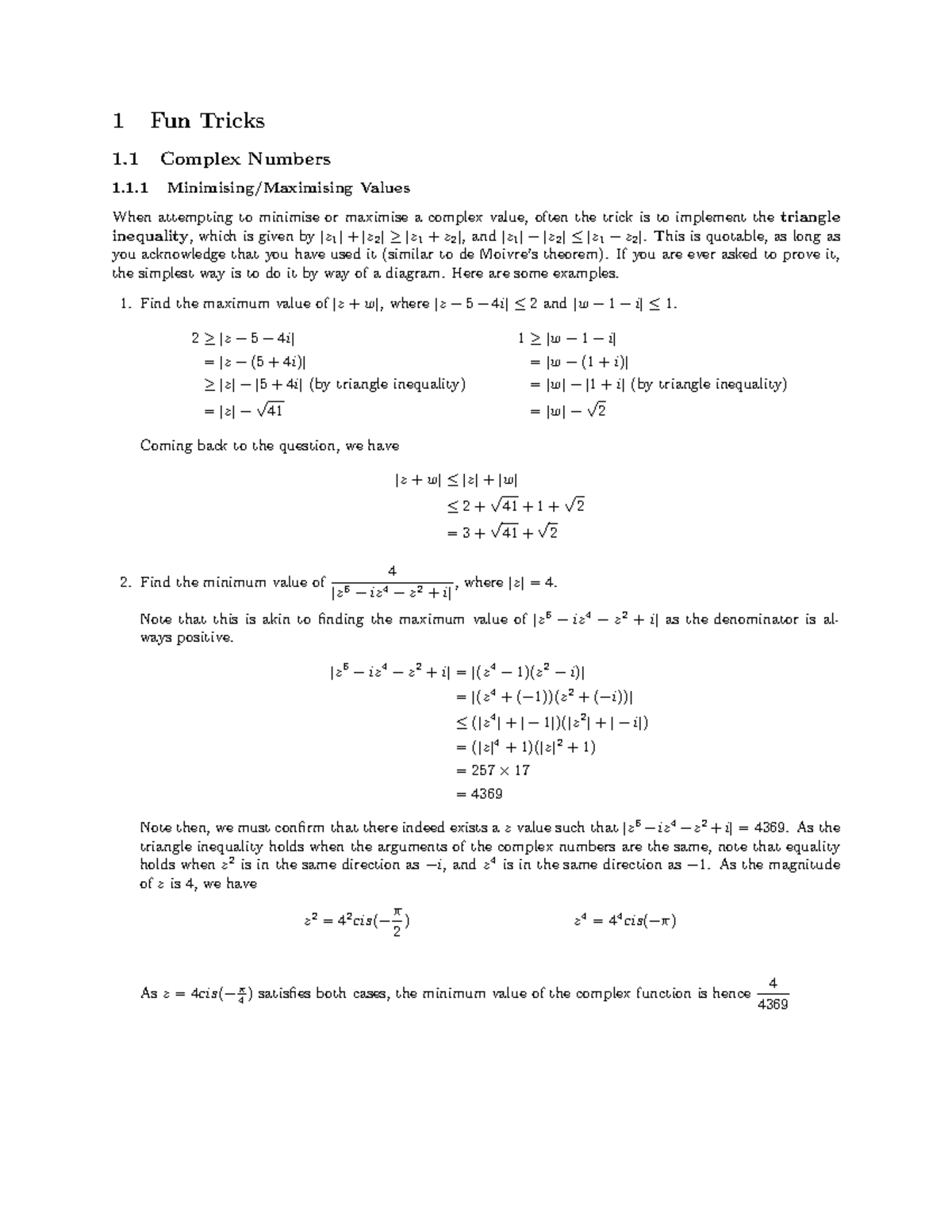 4U Final Exam Revision: Fun Tricks with Complex Numbers - Studocu