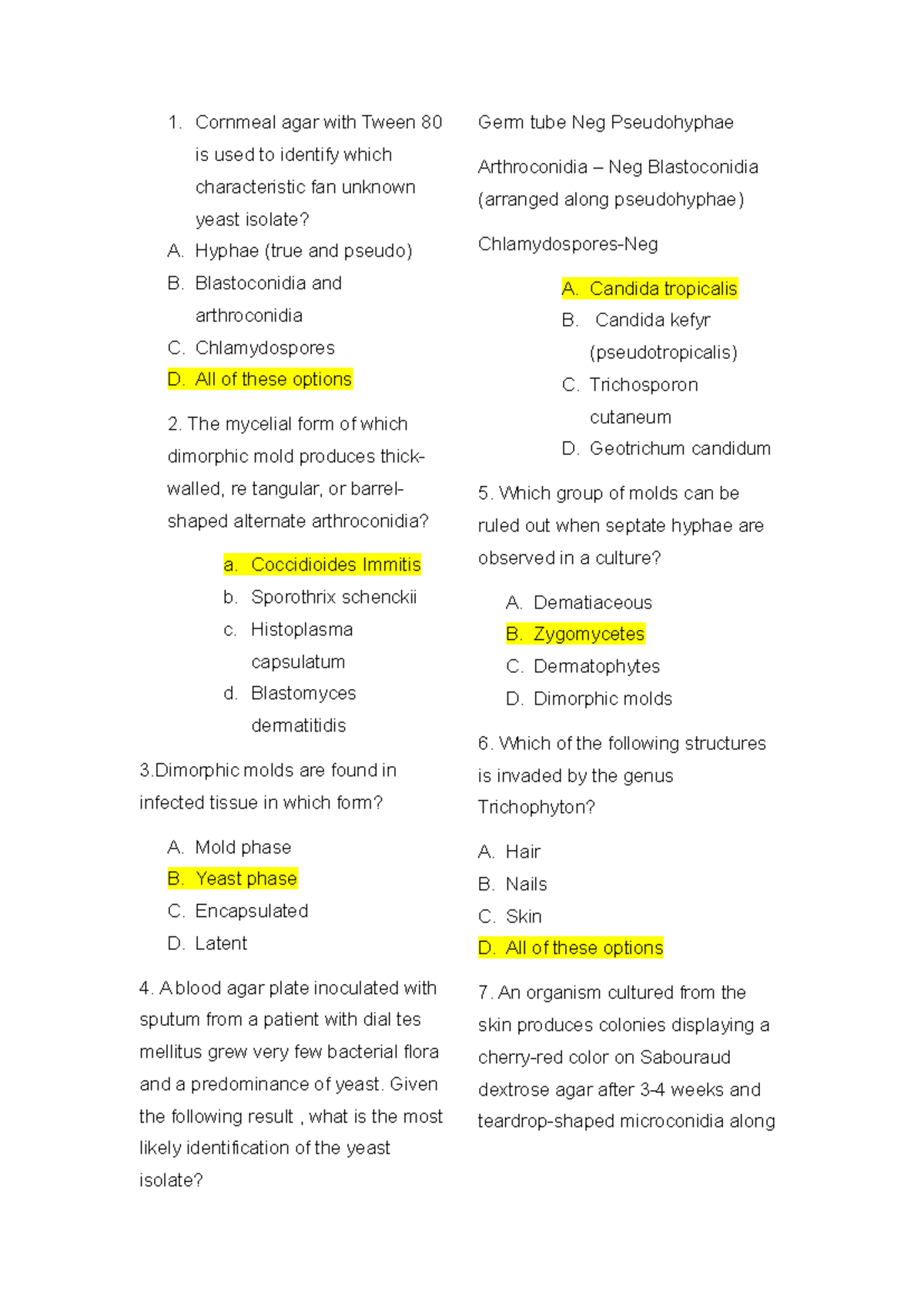 Myco - Final Exam Study Guide: Key Concepts and Questions - Studocu